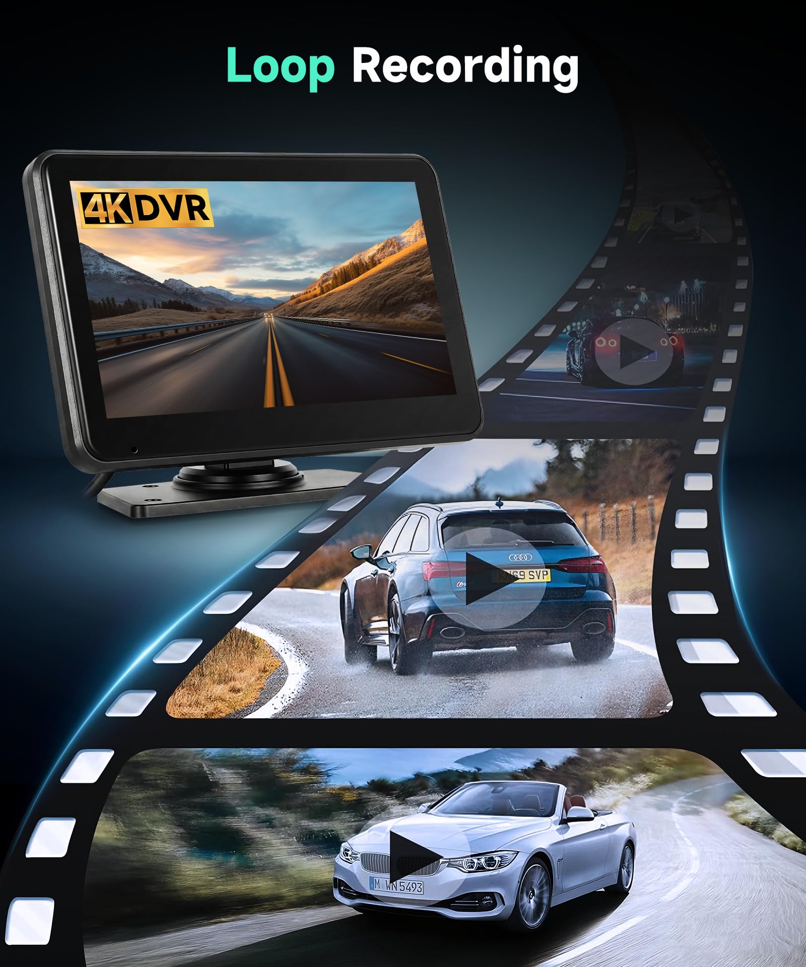 Kamera cofania 7" IPS HD 1080p kolorowy monitor i 2 kamery, kamera cofania z rejestratorem DVR, widoczność w nocy, ostrzeżenie o martwym kącie, USB/TF, wodoszczelna kamera do samochodów ciężarowych