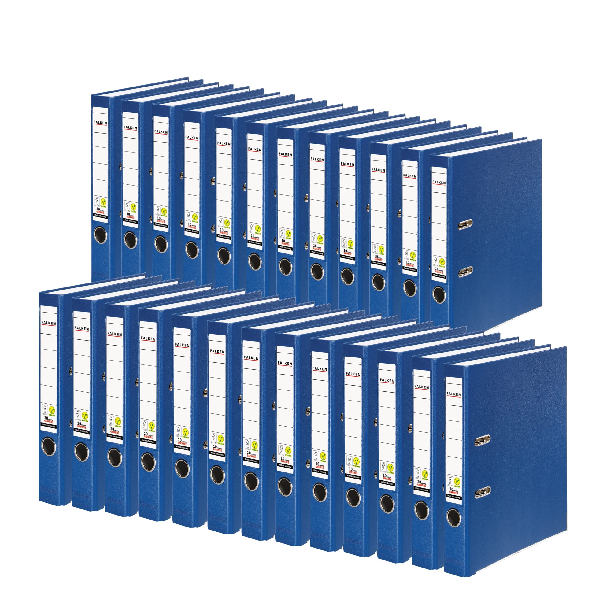 Exacompta 09984154007F FALKEN - Raccoglitore a leva in polipropilene vegano, adatto per documenti A4, dorso 50 mm, etichetta dorso, foro in metallo, confezione da 25, colore: blu