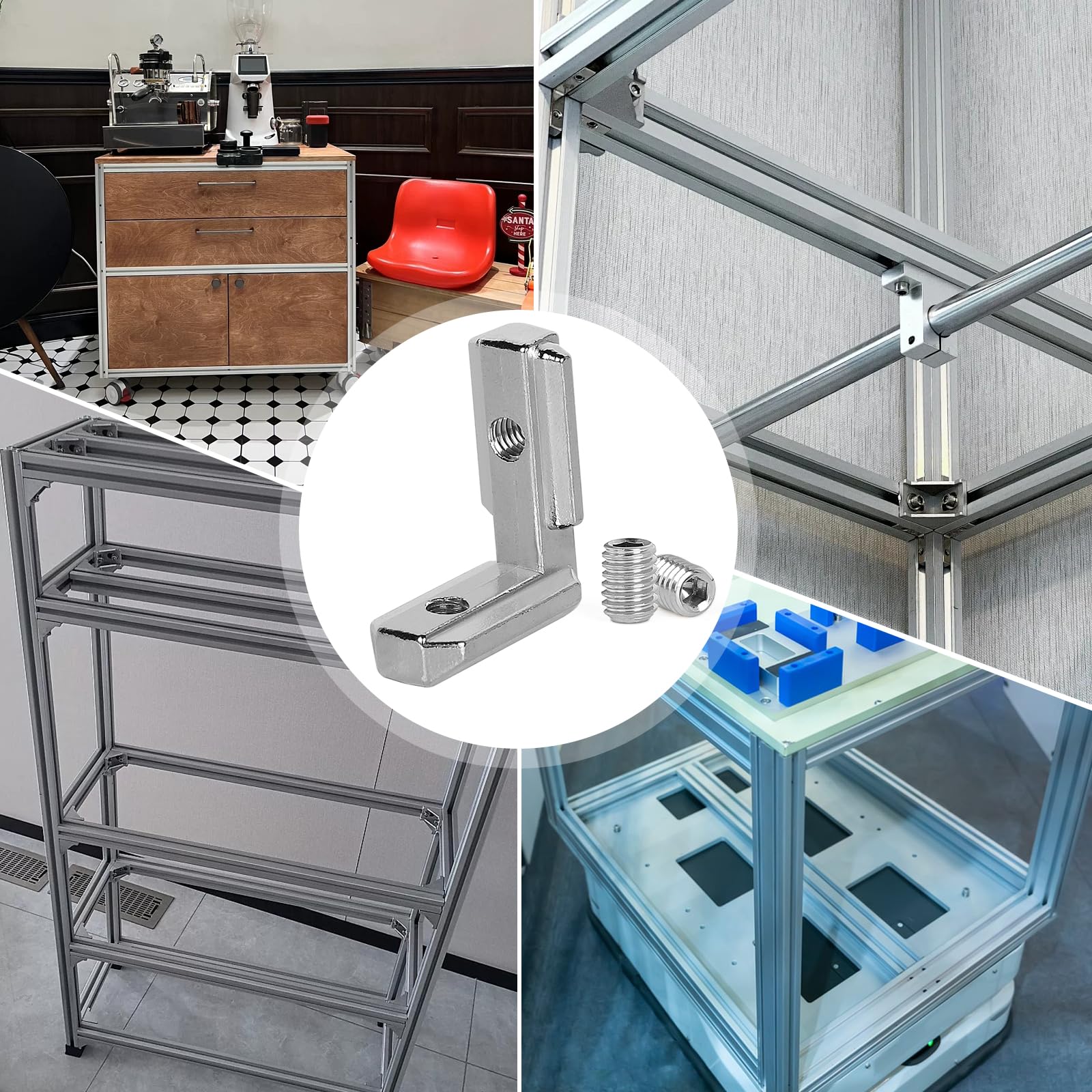 80 Stück Innenwinkel Winkelverbinder Aluprofil 3030 Nut8 M6 T-Nut 90° L-Form Profil Aluminium Winkel T-Slot Eckverbinder für 30er-Serie Europäischer Standard-Aluminium-Profil mit 160 Schrauben