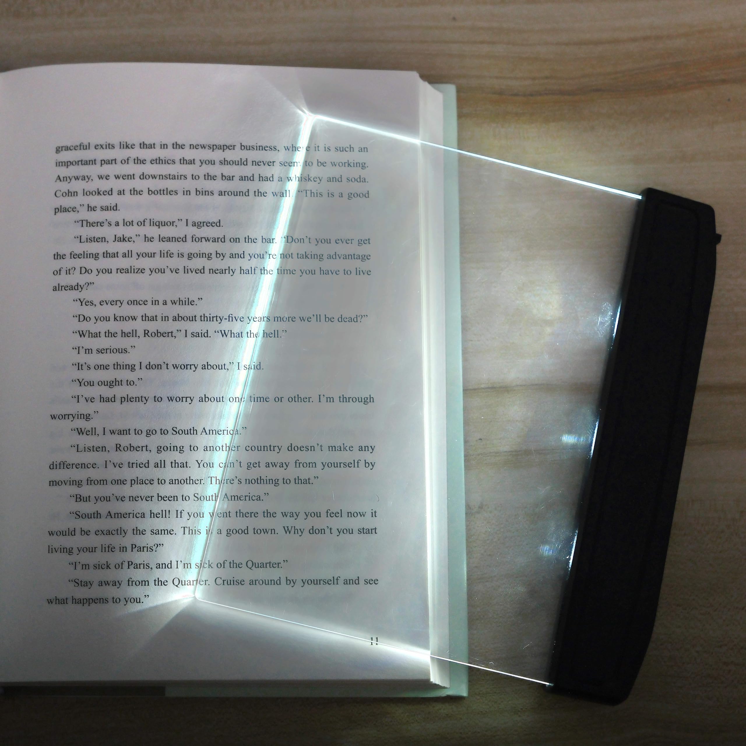 Frelisiy LED Panel Reading Light with Bookmark, Clear Book Page Illuminator for Bedtime Reading, Wireless and Portable Book Light for Travel (White)