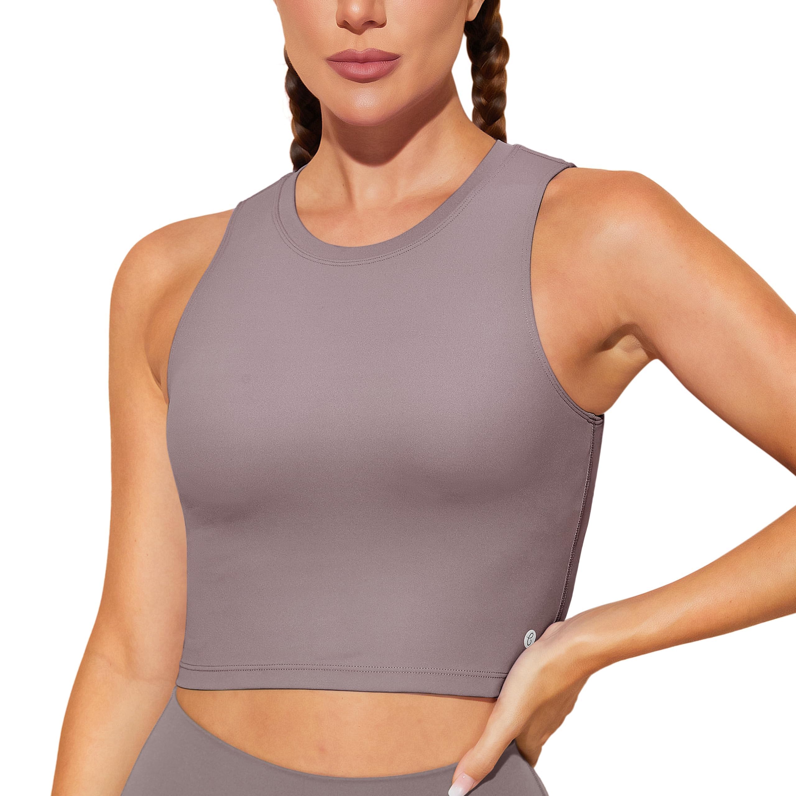 BAYDI Nudi Sport BH Damen ohne Buegel Bustier Abnehmbare Gepolsterte Crop-Tops Hochgeschlossenes Tanktop Yoga Fitness Soft Bra