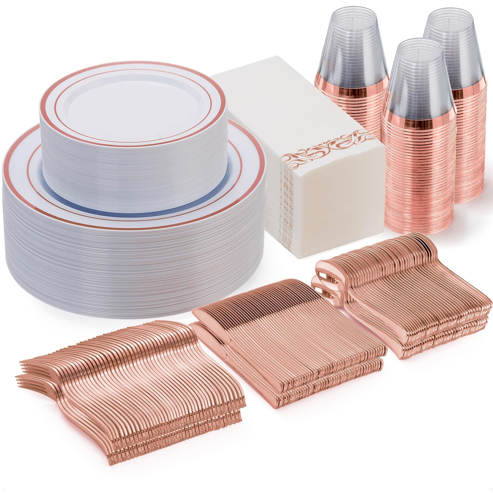 Goodluck Gold Dinnerware Set - 700 Piece Disposable Plates -10