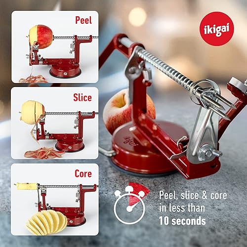 Miniatura 2 de Ikigai Pelador de manzanas – Cortador de manzana – Pelador de manzana resistente con base de succión – Máquina cortadora en espiral – Incluye 3