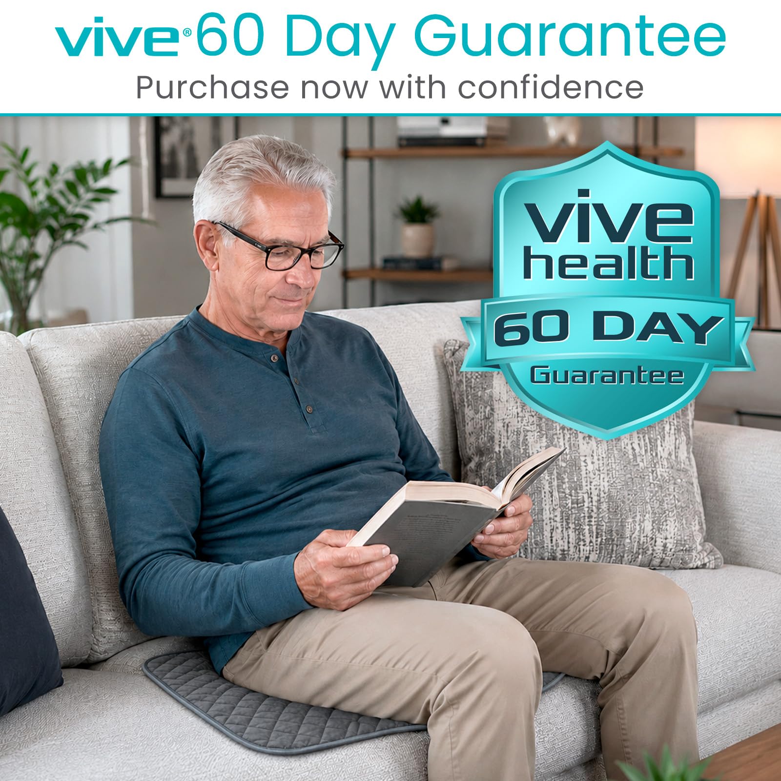 Sures Lot de 1 coussin de chaise imperméable pour incontinence (55,9 x 53,3 cm) – Lavable et imperméable – Housse de protection de chaise – Coussin absorbant pour lit, siège, voiture, fauteuil roulant