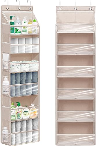 Organizador de puerta con 6 bolsillos extra grandes, 12 bolsillos laterales, estante de almacenamiento resistente para armario, organizador de