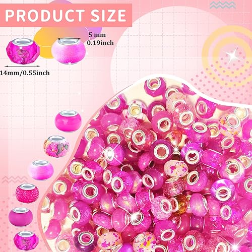 Vista 116 de Cuentas de agujero grande negro europeo para bolígrafos, 100 piezas surtidas de agujeros grandes de hadas, varita de jardín, cuentas espaciadoras