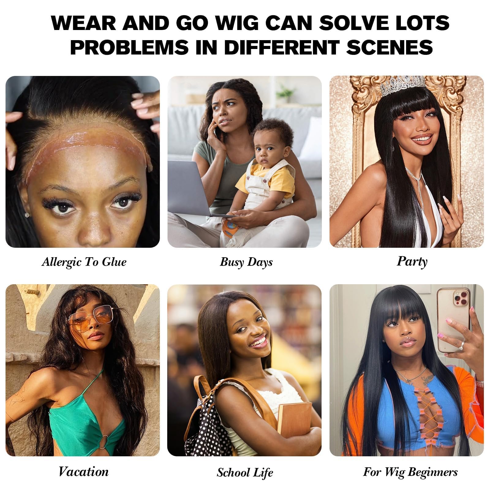 Parrucca Donna Capelli Veri Umani Straight Human Hair Wigs With Bangs, 2x4 Glueless Lace Front Wig Human Hair Nera Parrucca Donna Diritta Con Frangia 16 Pollici
