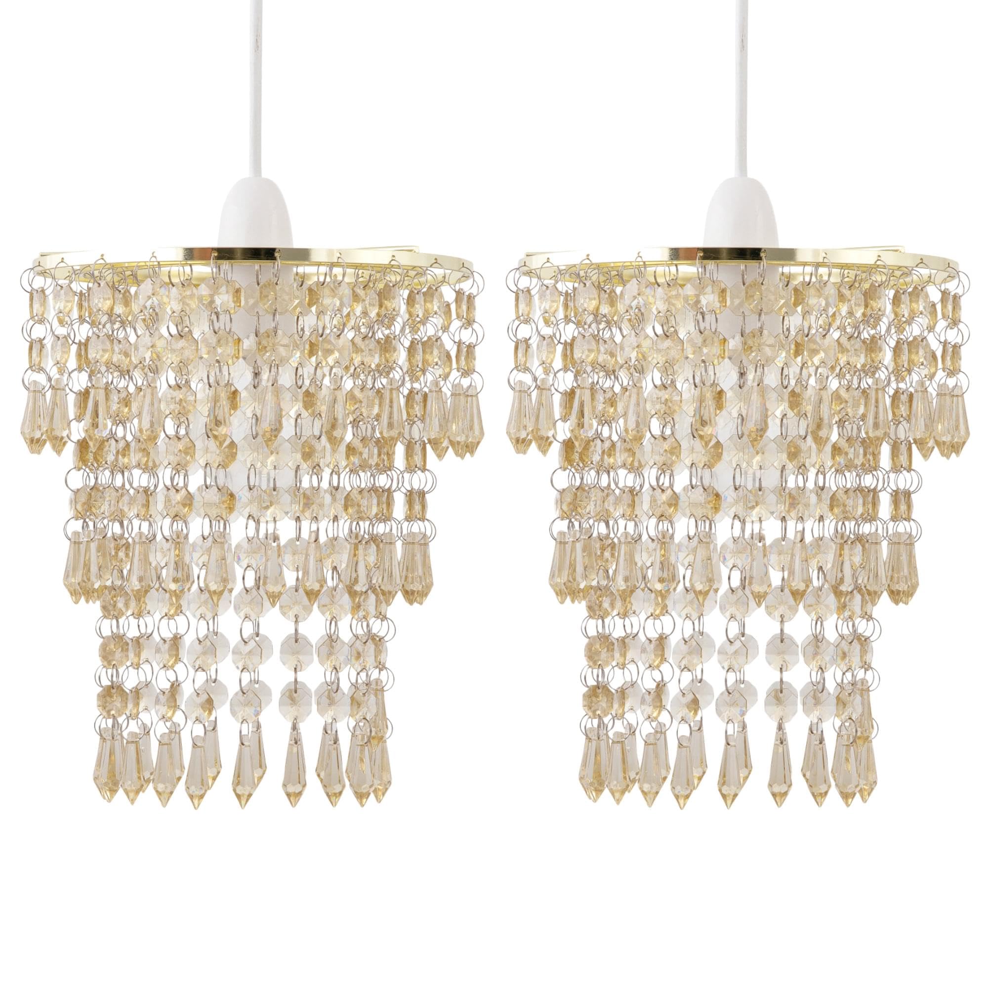 Set of 2 Amber Jewel Tiered Light Shades