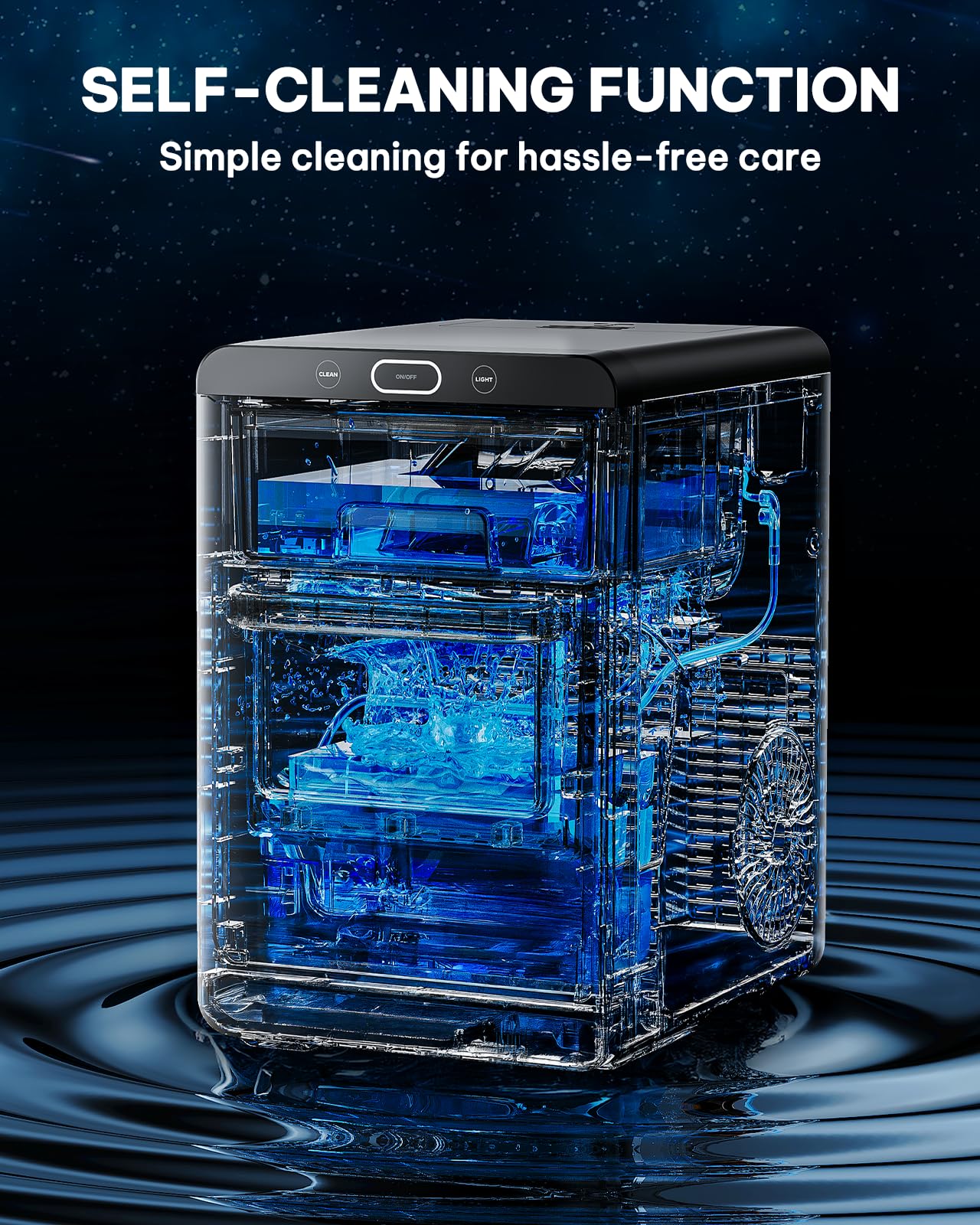 Silonn Nugget Ice Maker Countertop - 44lbs/24h Crushed/Pebble Ice Machine, Front Pull-Out Water Tank & Removable Basket, Stainless Steel Finish For Home Kitchen on Fridge.com - View 6