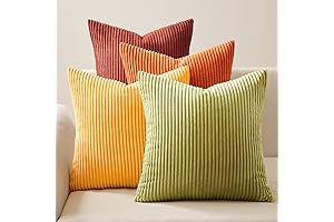 Embroidered Orange Corduroy Pillow Covers for a Touch of Retro Charm