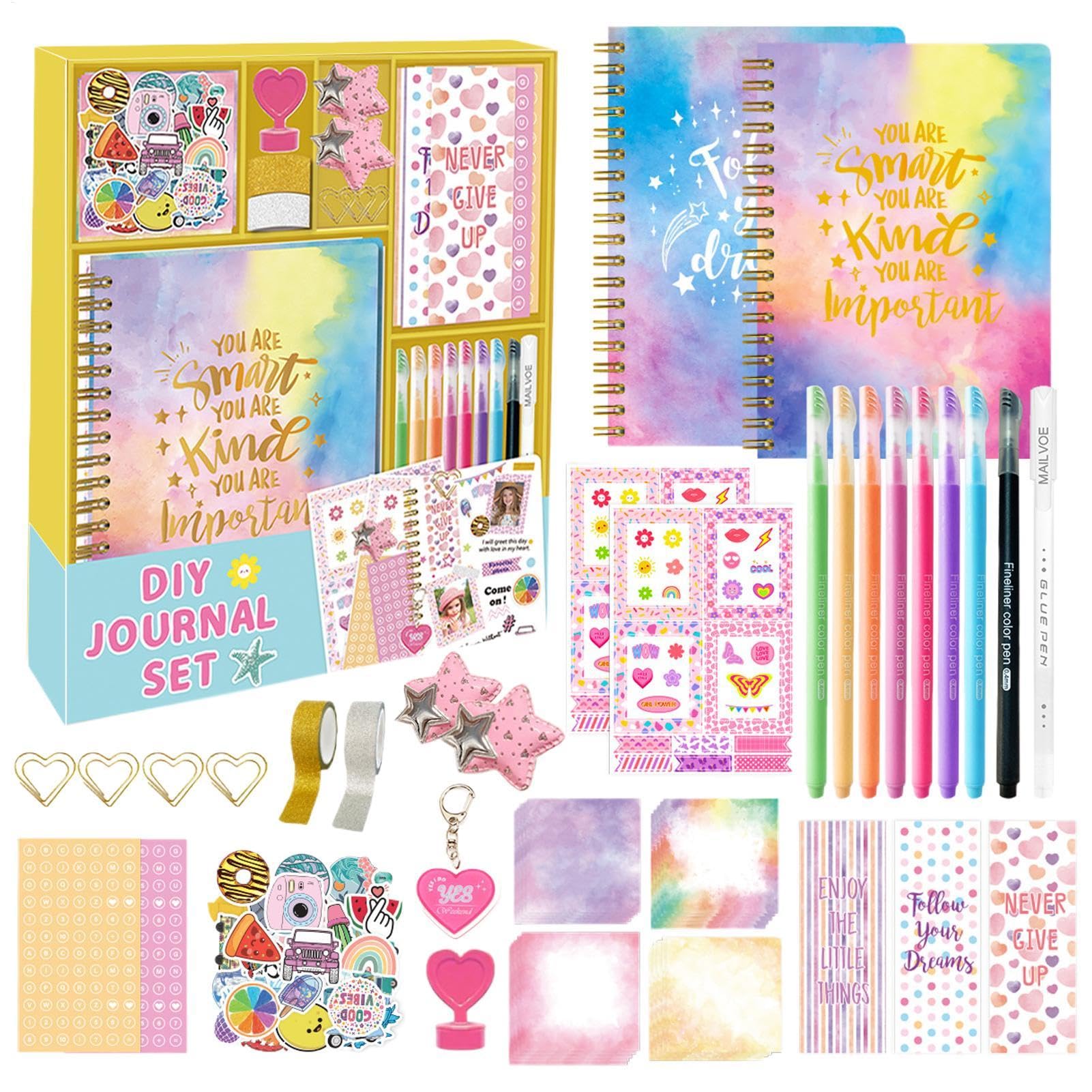 Zestaw dziennika do scrapbookingu, zestaw pamiętników, kreatywny zestaw | papeterii dla dziewcząt do codziennych planów, notatek, urodzin, świąt lub szkoły, 30 x 25 x 3 cm, 765 g, materiał papierowy