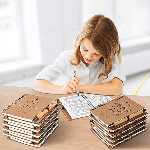Miniatura 9 de INSADA 30 juegos de cuadernos cristianos en espiral a granel con bolígrafo de bambú, cuaderno pequeño (5.43 x 4.33 pulgadas), regalos de Navidad