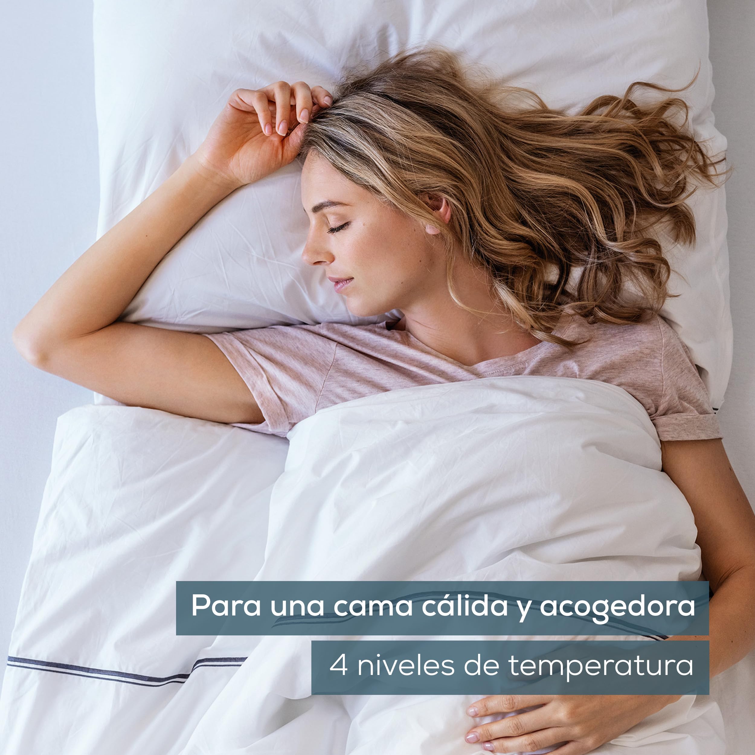 Beurer Cama térmica UB 60, acogedora almohadilla térmica con 4 niveles de temperatura y calentamiento rápido, lavable a máquina, blanca