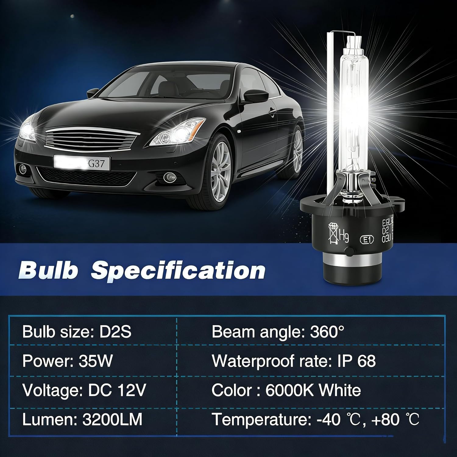 2 Packs HID Headlight Ballast W/Igniter & D2S Bulb for Infiniti EX35 EX37 FX35 FX37 FX45 FX50 G35 G37 JX35 Q50 Q60 Q70 QX56 QX60 QX70 QX80 28474-89904,28474-8991A Xenon Ballast Control Module