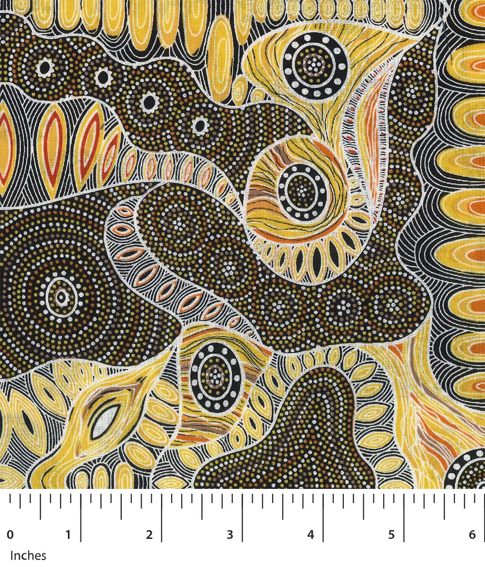 Regeneration Yellow Australian Aboriginal/Heather Kennedy/M & S Textiles Cotton-BTY