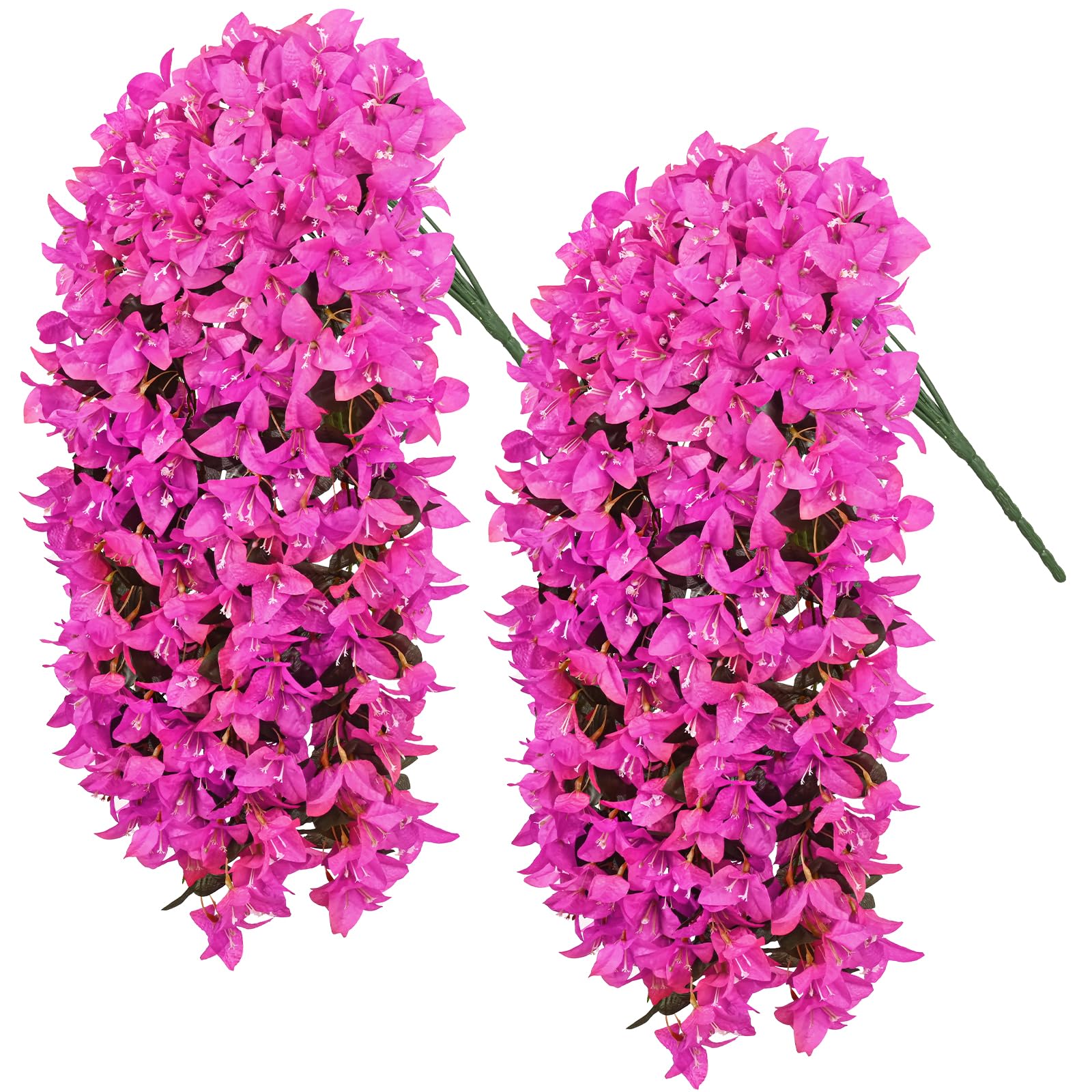Siyaluens 2Pcs UV Resistant Artificial Flowers for Outdoors, Realistic Faux Silk Bougainvillea Flowers, Fake Hanging Plant...