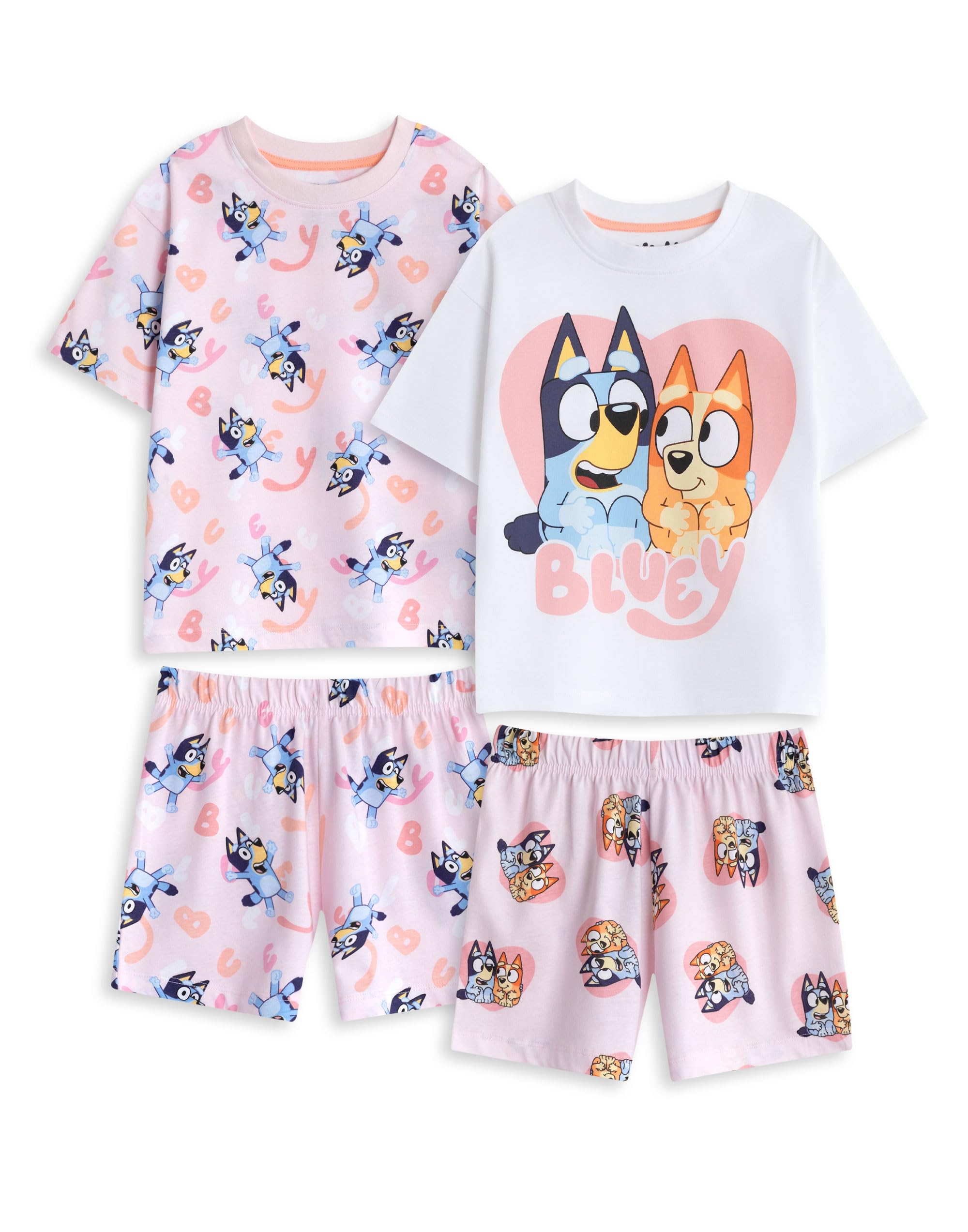 Bluey (2-3 Years) Multi-Pack Of 2 Short Sleeve Short Leg Pyjama Set (Girls Multicoloured) Pink