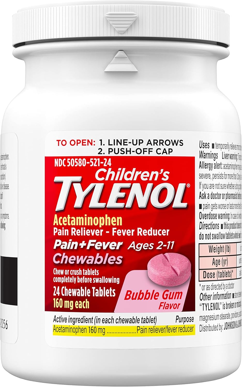 Children's Tylenol Chewables, Acetaminophen for Pain