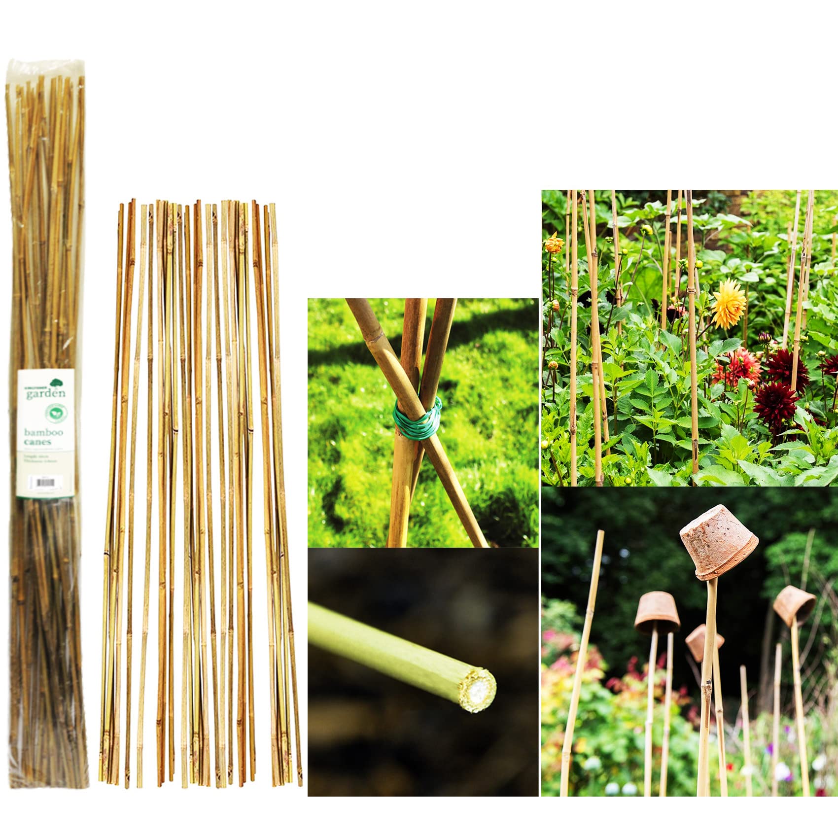 20 x KINGFISHER Bamboo Canes | Home | Garden 120cm (120cm Bamboo Canes)