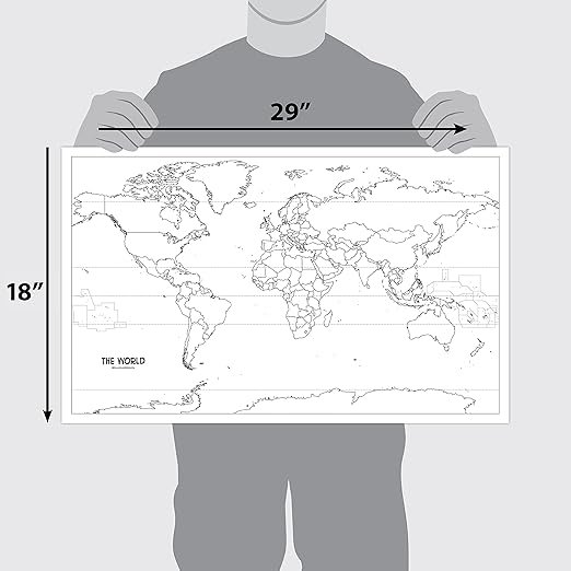 Amazon Com Blank World Map Outline Poster Laminated 18 X 29 Office Products Amazon Com Blank World Map Outline Poster Laminated 18 X 29 Office Products
