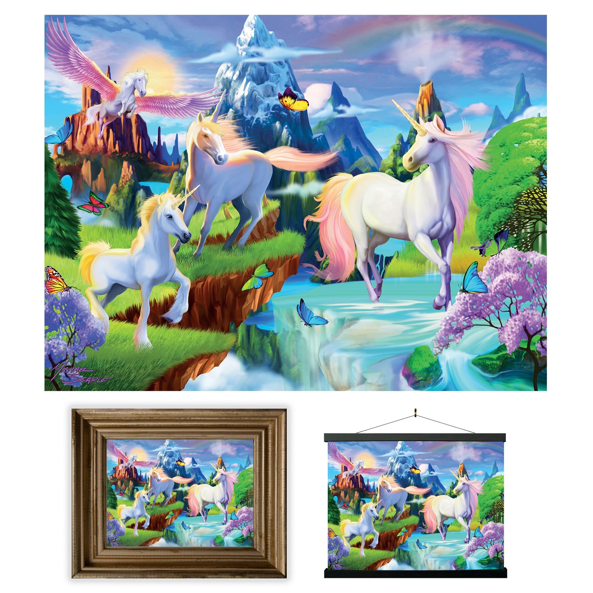 Lenticular Wall Art Prints - Unicorn Bliss from Deluxebase. Unframed 3D Castle Poster. A perfect wall filler. Original artwork licensed from renowned artist, Michael Searle