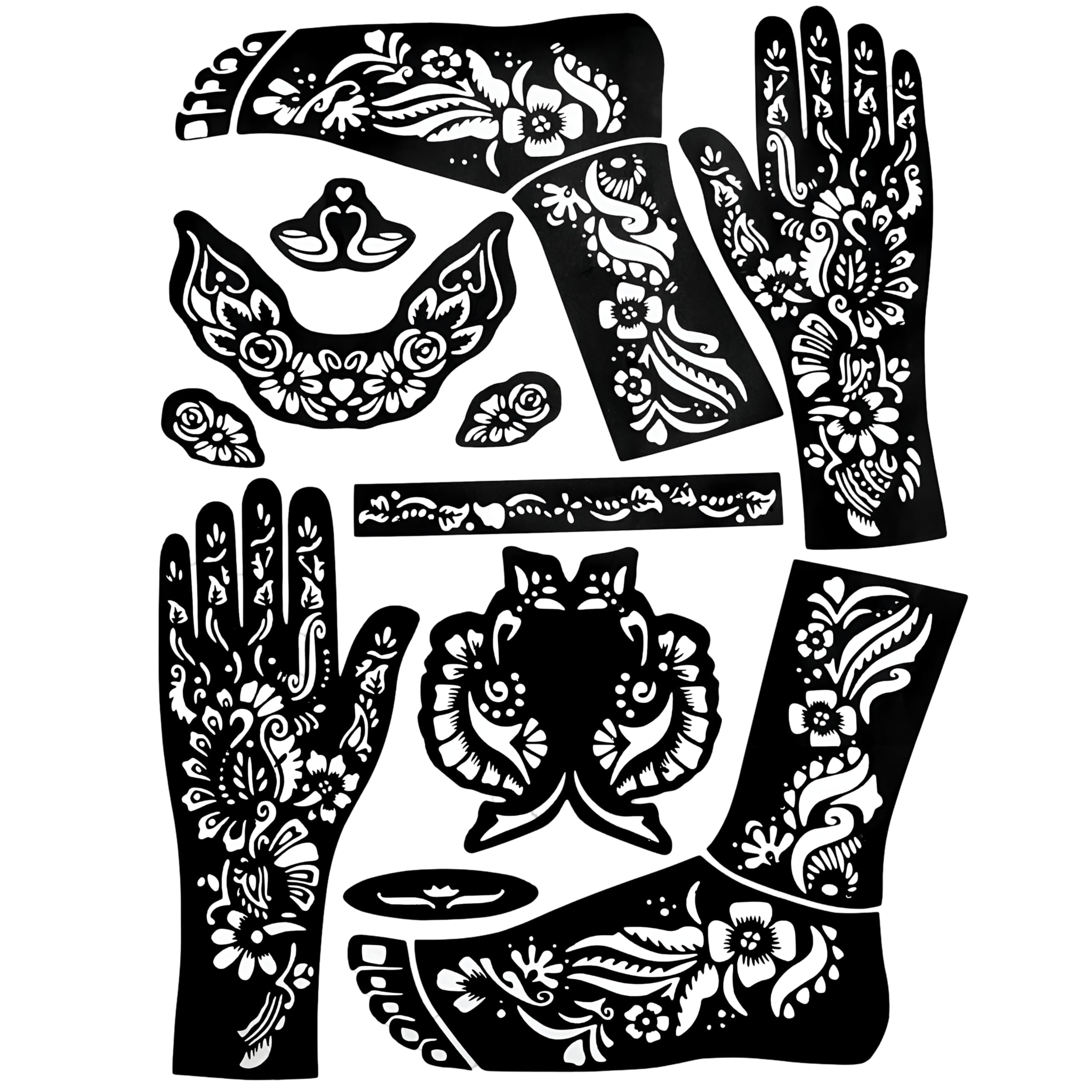 Rajasthani Mehendi Decorative Stencil Set with Floral and Mandala Patterns Stencil Bridal Design Sticker Rajasthani Mehndi Henna for Hands [F12]-image-28