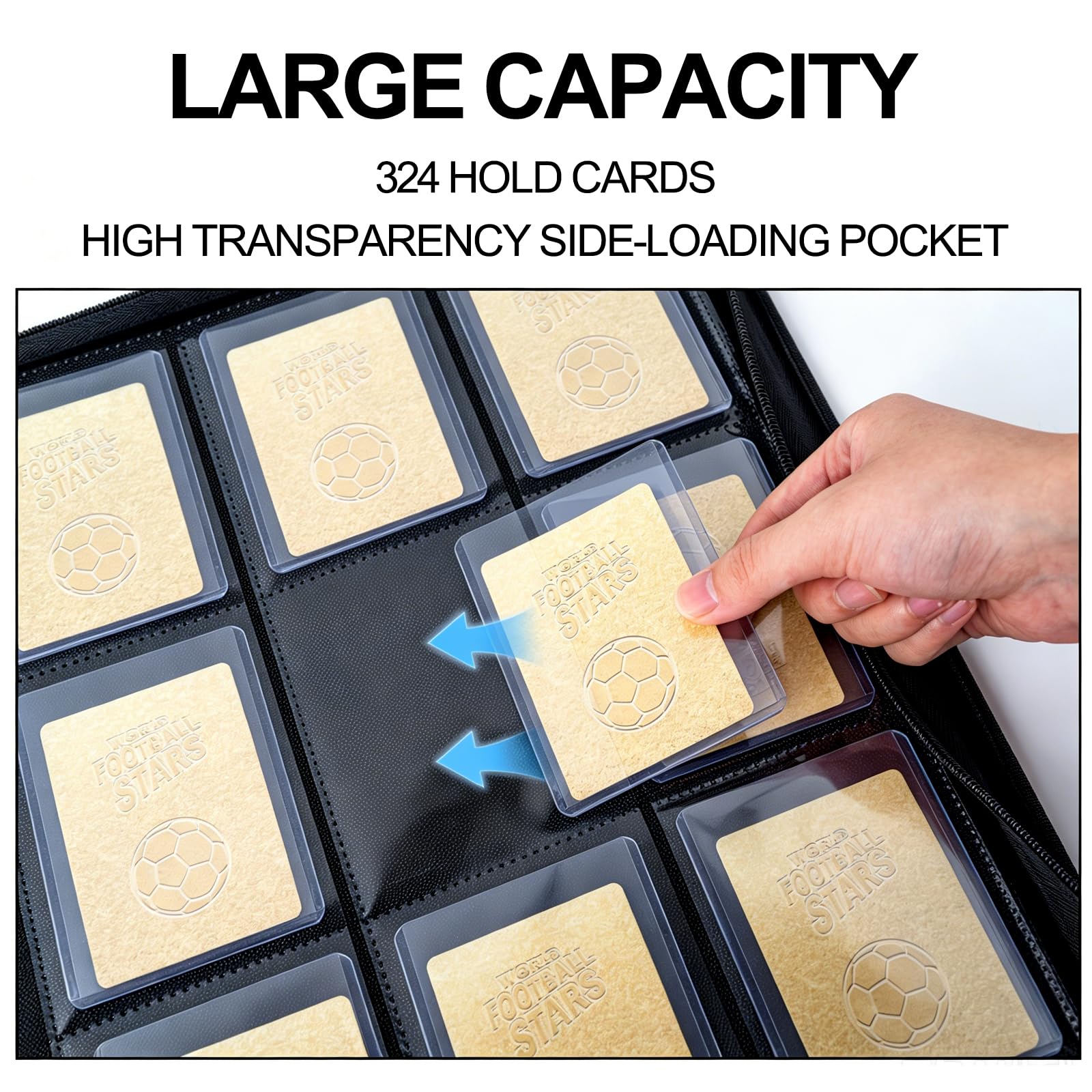 UWULK Classeur de cartes pouvant contenir jusqu'à 324 téléchargement par le haut – Cuir PU imperméable avec inserts en polypropylène anti-jaunissement – Album portable de tri par le haut pour cartes