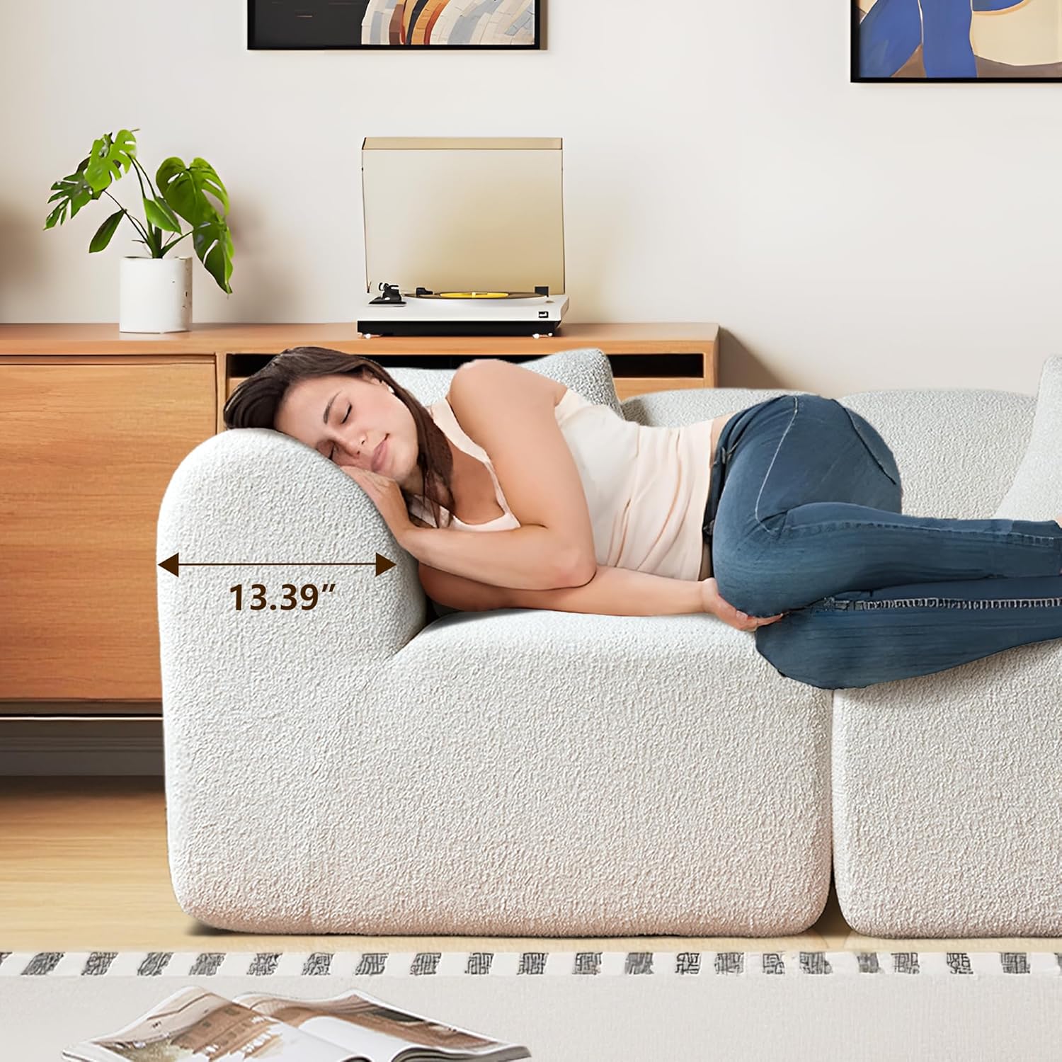 76.4'' Loveseat Sofa, 2 Seater Raindrop Velvet Fabric Loveseat Couches, Comfy Upholstered Modern Leisure Love Seat Couch with 2 Pillow for Bedroom, Office, Living Room