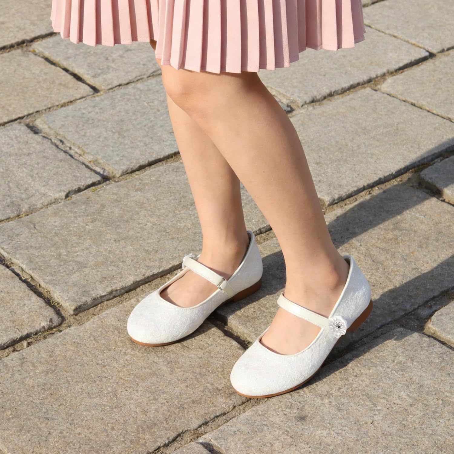 Girls Dress Shoes Mary Jane Flats for Toddler and Little Kid Flower Girl Wedding Party Formal with Strap