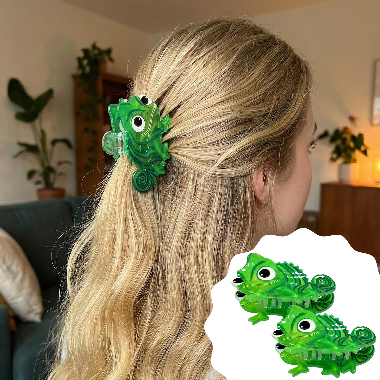 Spinki do Włosów Damskie Pascal, 2 Sztuki Zielonych Spinek do Włosów Chameleon Hair Grip Pascal, Prezent dla Kobiet, do Eleganckich Fryzur