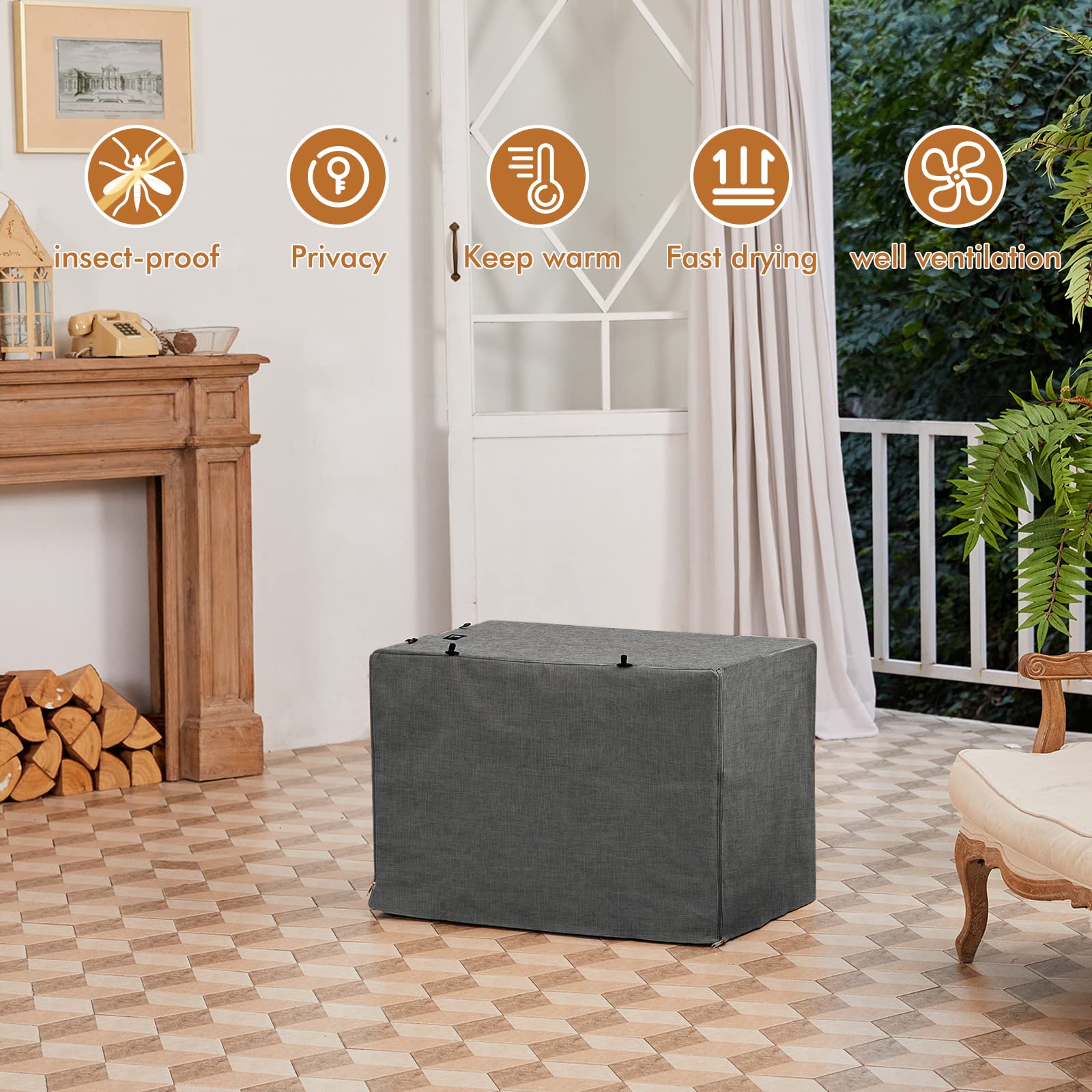 X-ZONE PET Funda para jaula de perro de doble puerta, cubierta de poliéster para perrera (se adapta a cajas de alambre de 24, 30, 36, 42 y 48 pulgadas)