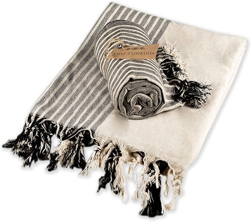 Tru Turkish Toalla de playa y baño 100% algodón de alta calidad, cómoda toalla turca Peshtemal hecha a mano para el máximo lujo y estilo, perfecta