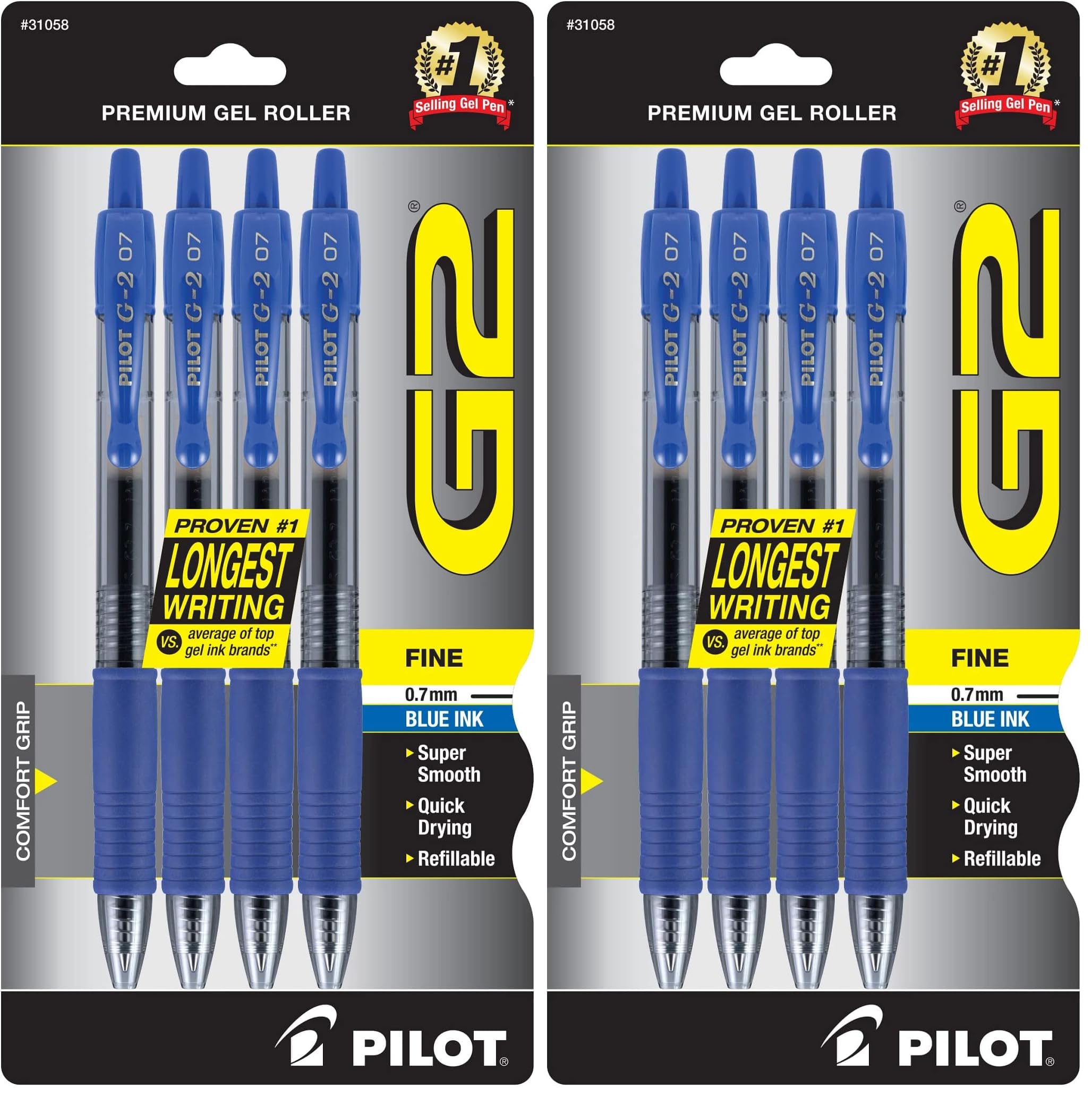 Pilot G2 Premium Gel Pens - Blue Ink 4-Pack -10