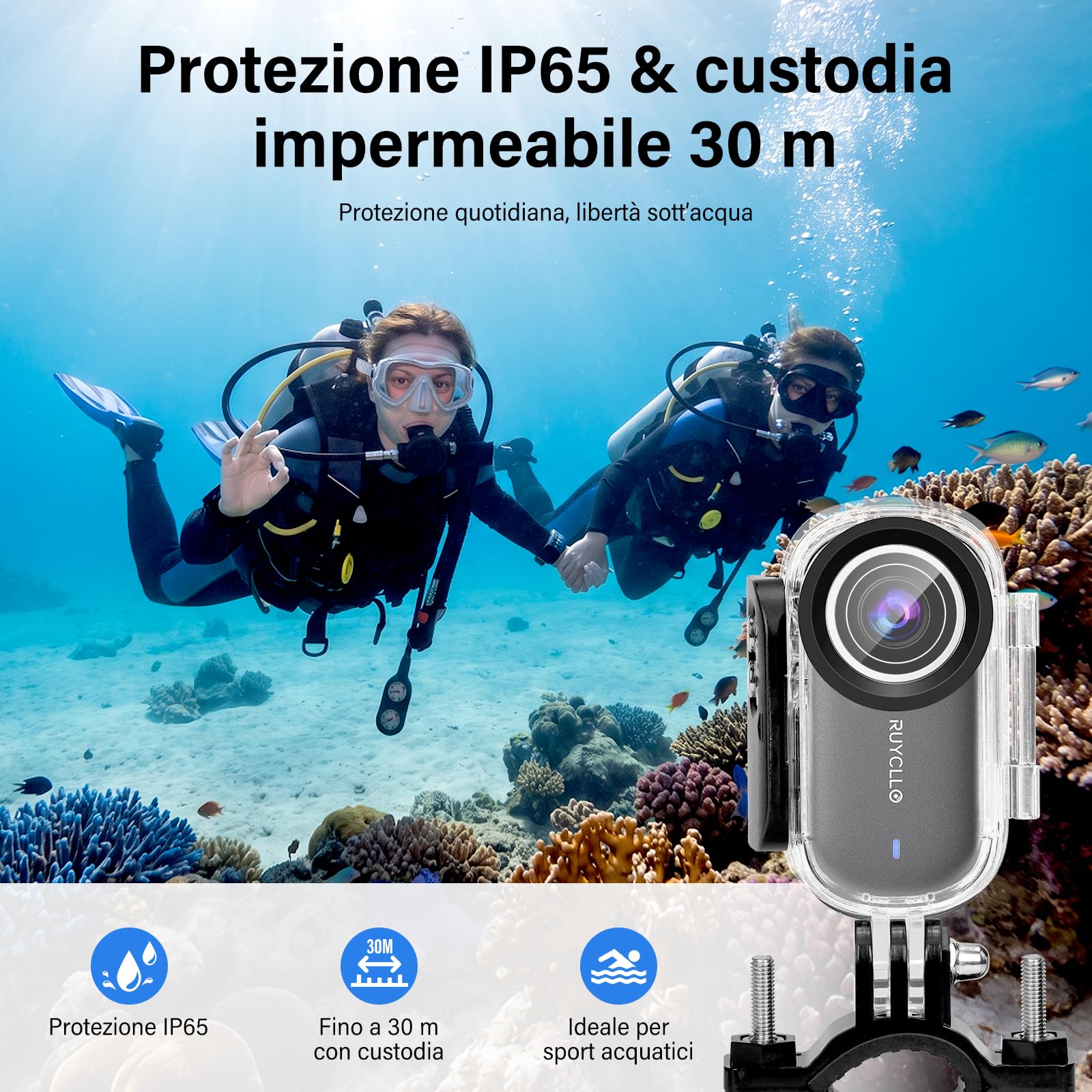 4K Mini Action Cam 20 MP Body Cam - Scheda 64GB | Mini Camera con Stabilizzazione EIS a 6 Assi, HDR, Grandangolo 145°, WiFi APP, Telecamera Magnetica per Moto, Casco, Vlog