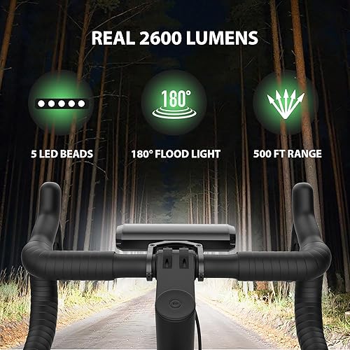 Miniatura 2 de Super Bright Bike Lights for Night Riding, High Lumen Bicycle Light Front and Rear, USB C Rechargeable Bike Headlight and Tail Light Set, LED Bar