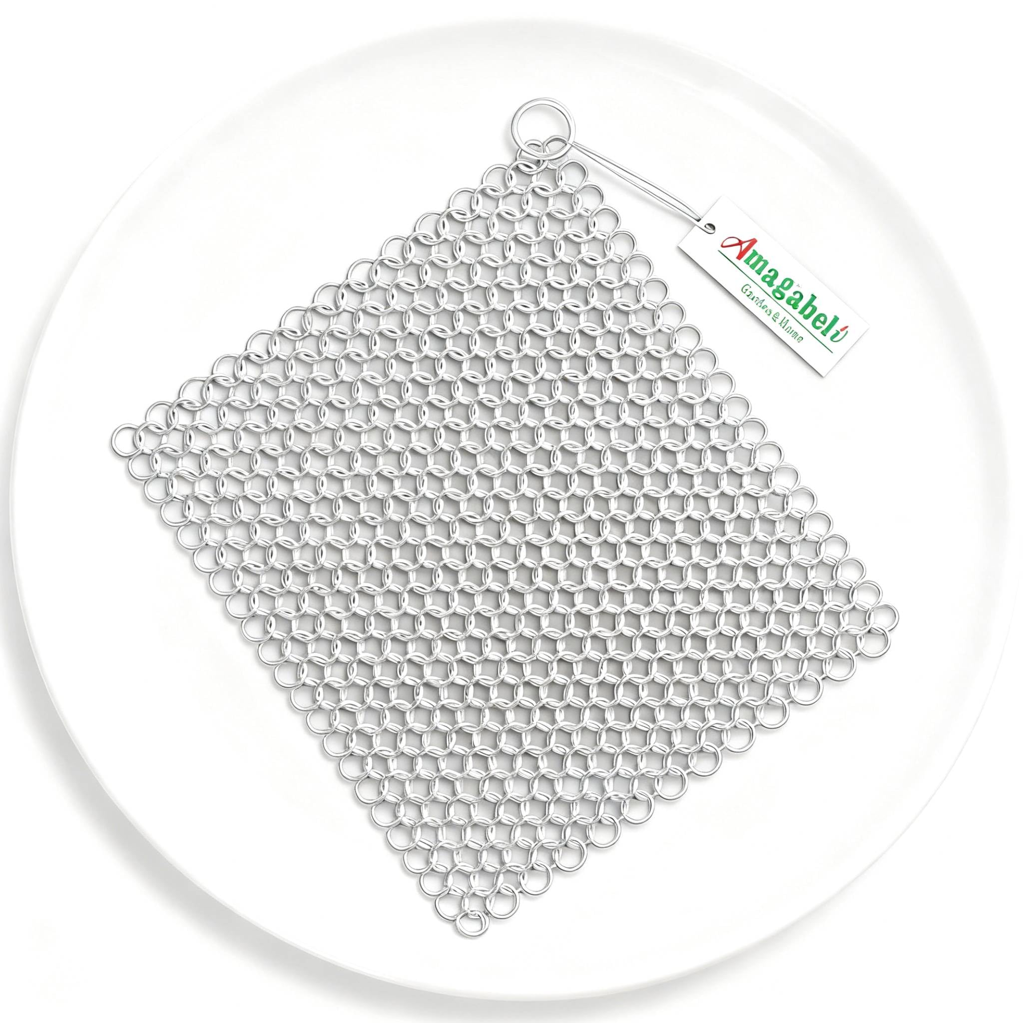 Amagabeli Récureur Fonte Acier Inoxydable 20cm X 15,2cm - Nettoyeur Poêles Et Grilles