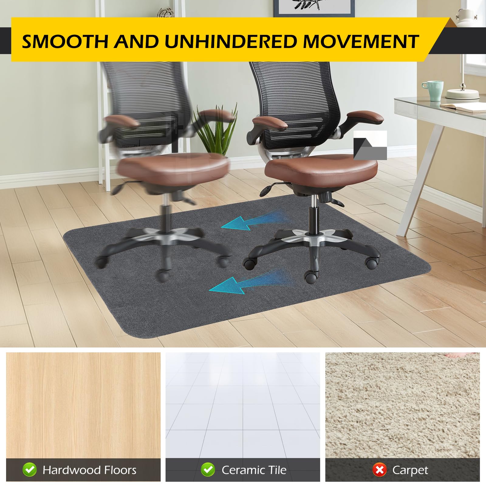 Dyna-Living Office Chair Mat,Home Multi-Purpose Low-Pile Chair Carpet Hard Floor Protector Mat - Image 4
