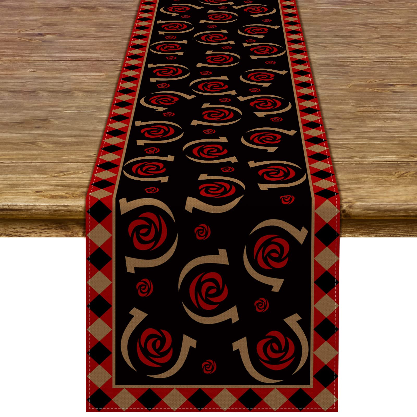 Kentucky Derby Table Runner Run for The Roses Horse Racing Themed Holiday Party Kitchen Dinning Room Home Decoration