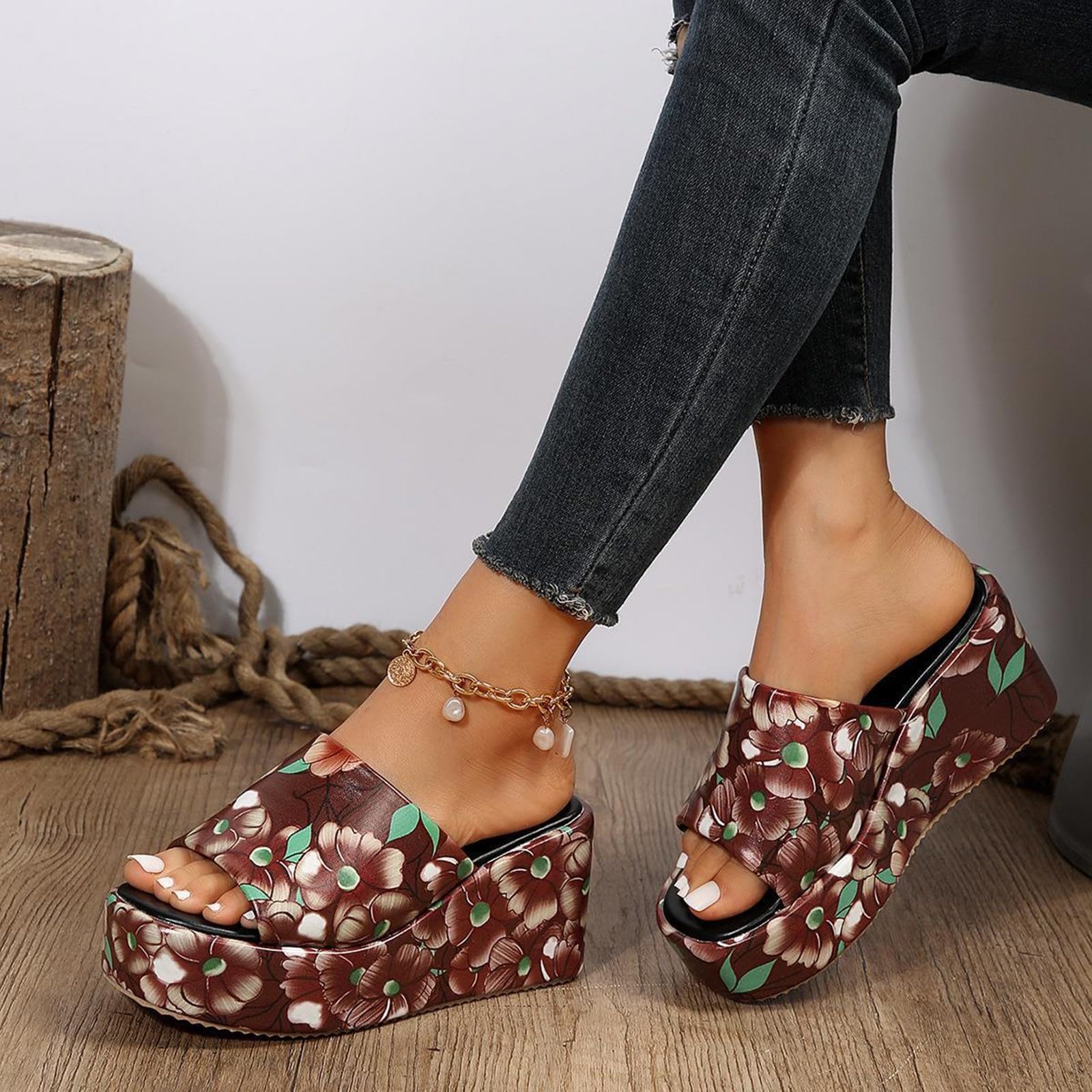 Ciabatte Donna Estive da con Zeppa E Fondo Spesso, Infradito, Sandali Plateau Donna, Pantofole Casual A Bocca di Pesce Ortopediche in Blu Plantare Estraibile Estivi Scarpe Estate