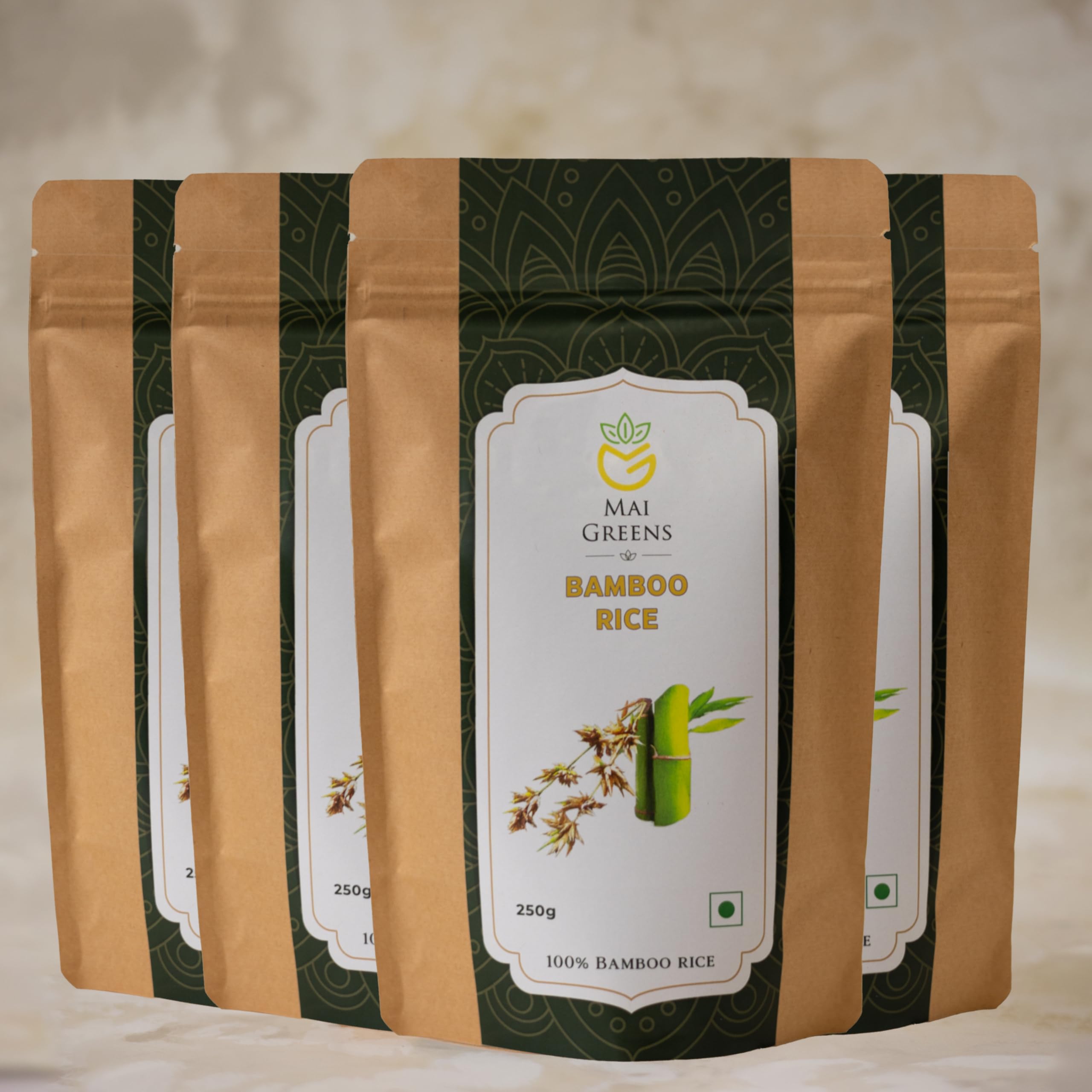 Maigreens Bamboo Rice 1KG | Kerala Wayanad Forest Wild Bamboo Rice | Mulayari | Moongil Arisi | Brown Small Grain, Raw | Unpolished | Pack of 4-250g