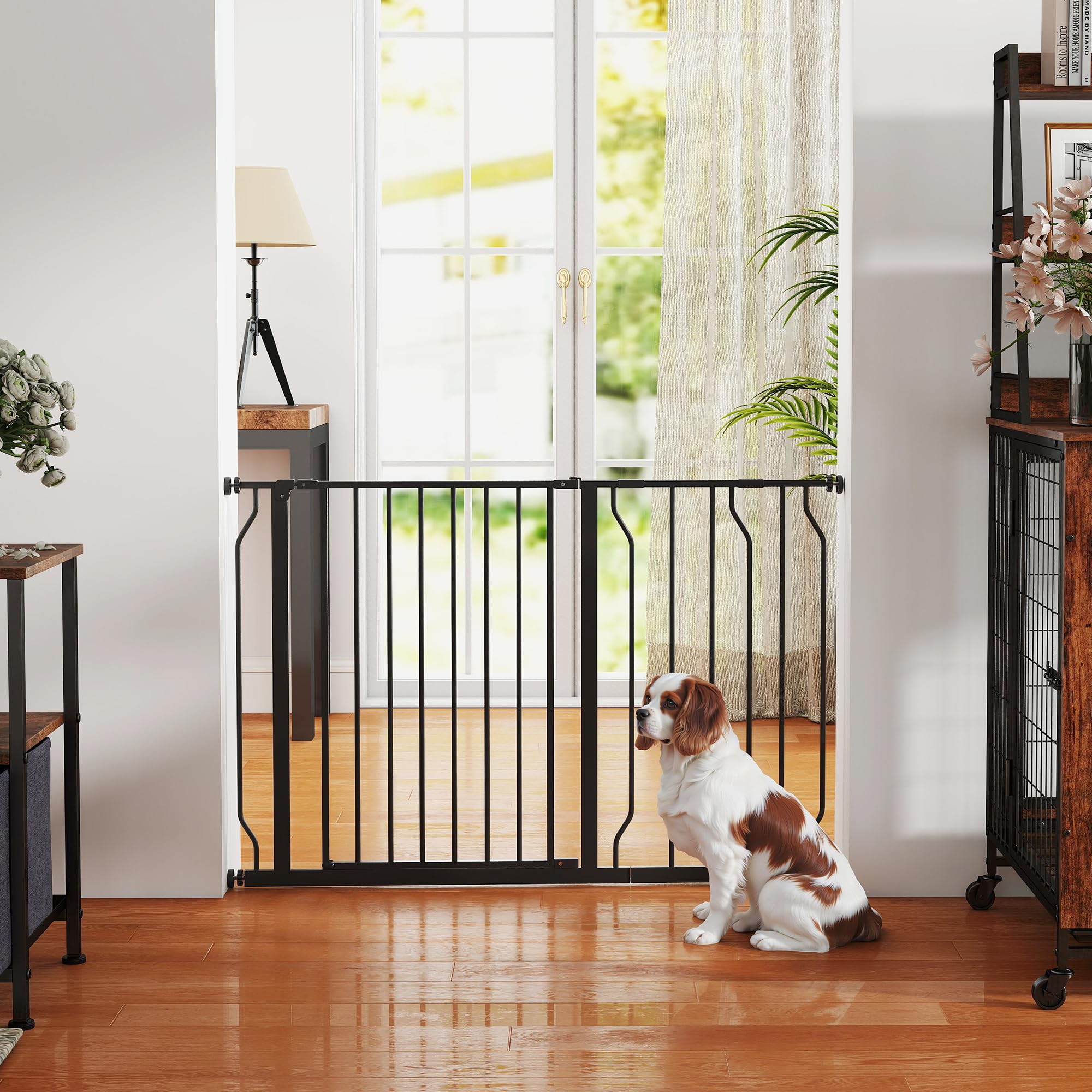 Cancelletto di sicurezza per cani PawHut, cancelletto per cani da 75-115 cm, cancelletto per bambini, cancelletto a morsetto, cancelletto di sicurezza, apertura a due vie, acciaio, nero