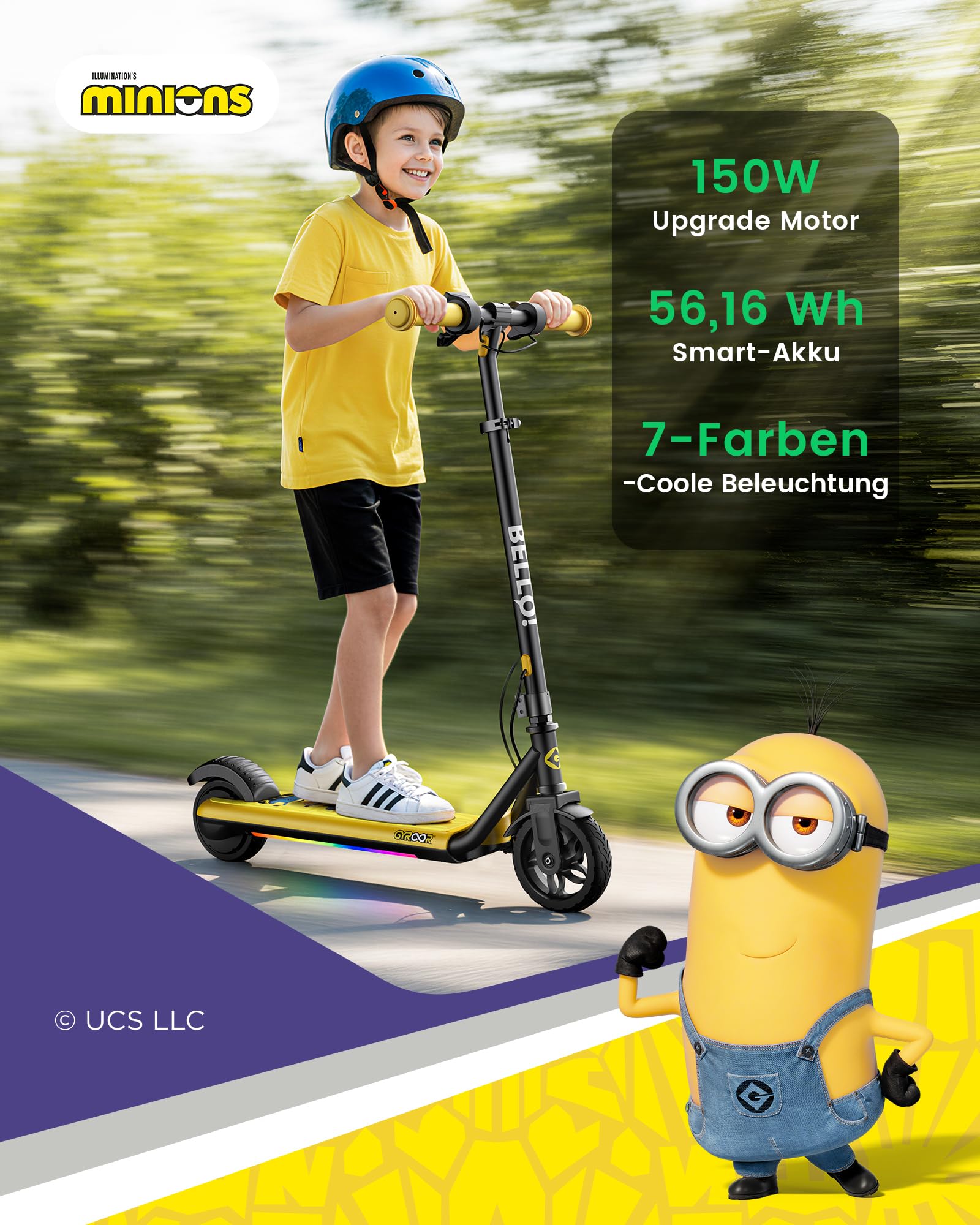 Gyroor H30 Max E Scooter Kinder 6-12 Jahre, 150W Motor Elektroroller für Kinder 10/13/16 km/h LED Digitalanzeige, Musik E Roller Kinder Doppeltes Bremssystem, 3 Einstellbare Höhe Elektrorscooter