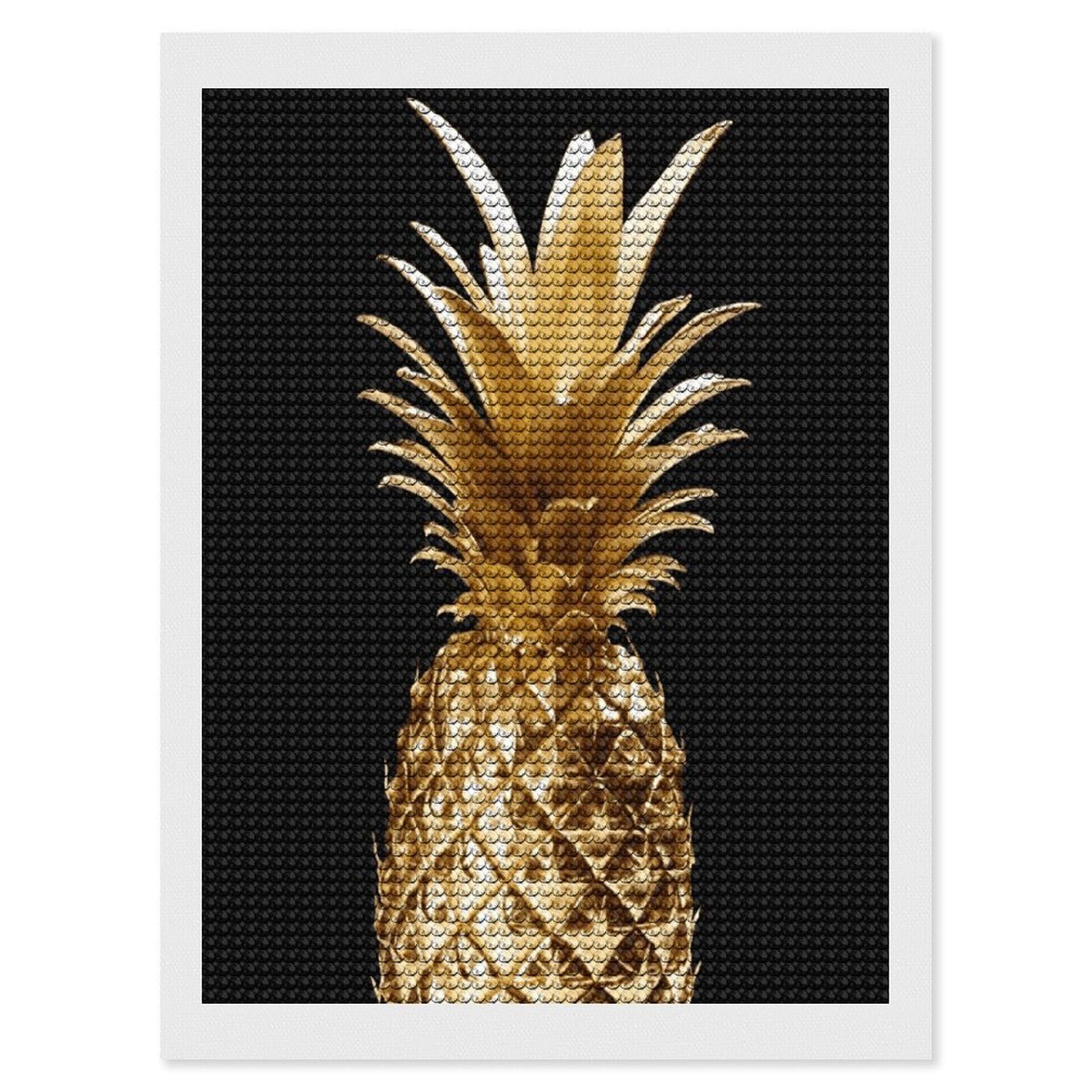 JTREHY Gold Pineapple Diamond Art Kits Personalized DIY Round Diamond Painting Kits for Beginner Full Drill Diamonds Dots Paintings for Adults Gem Art Crafts Home Decor