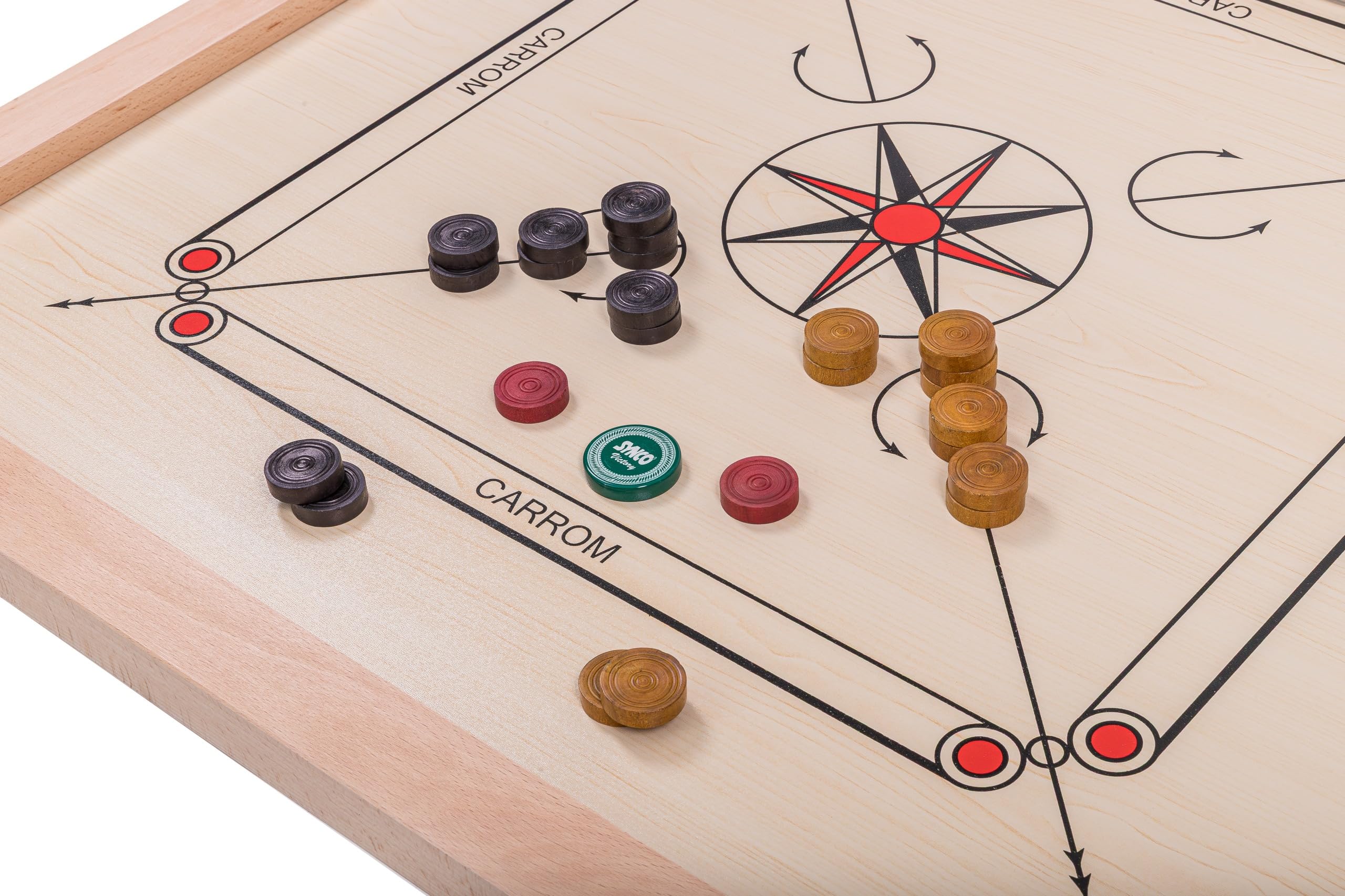 Square - Carrom 840 Lux - Board 84 x 84 cm - Profesional Tabla de Juegos de Madera para torneos z Striker con Cometas