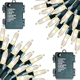 Battery Operated Christmas Lights, 2 Pack Total 32FT 100LED Clear Mini String Lights Waterproof with 8 Modes for Xmas Indoor Outdoor Yard Holiday Wedding Decorations (Warm White)