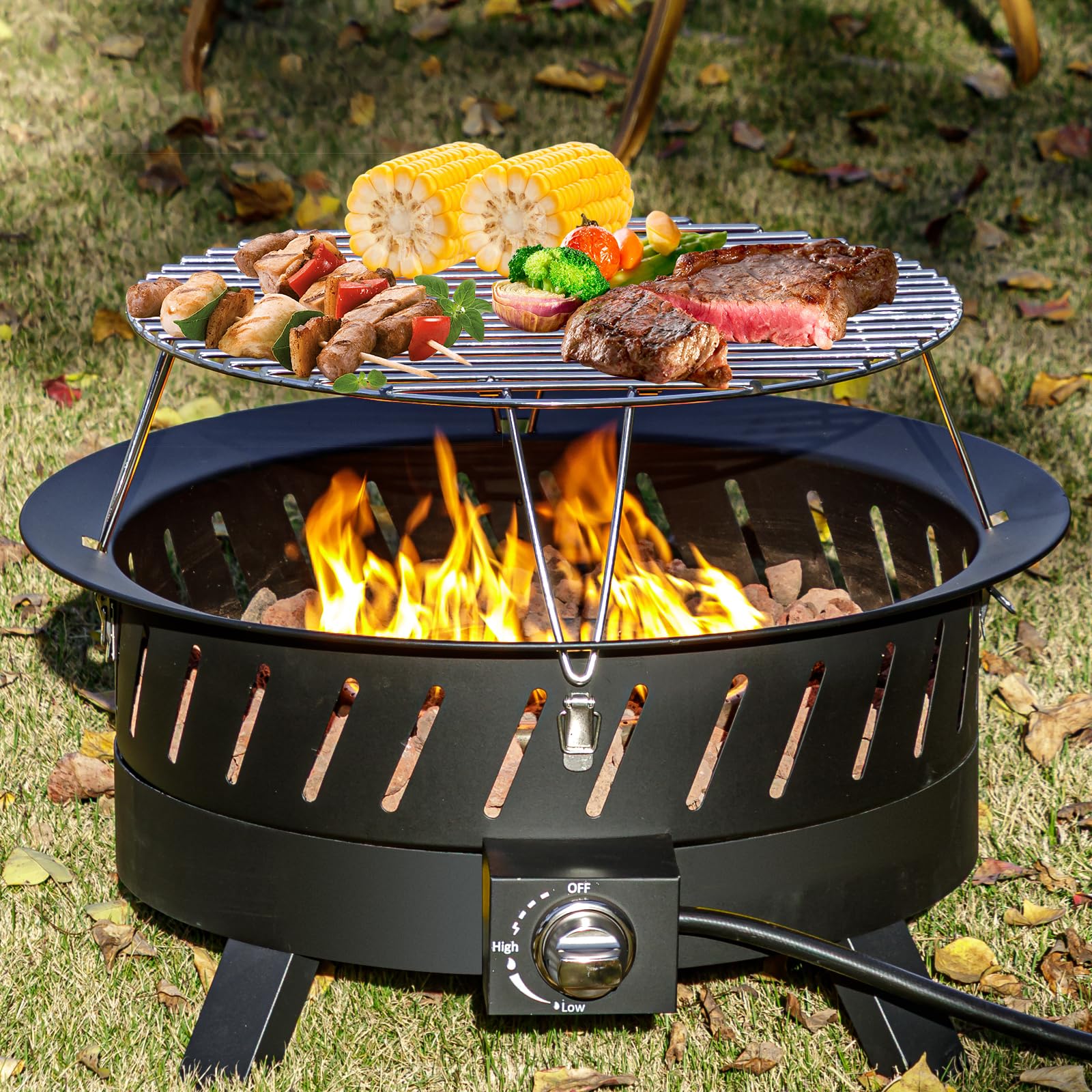 EcoNook 24 inch portable propane fire pit with grill