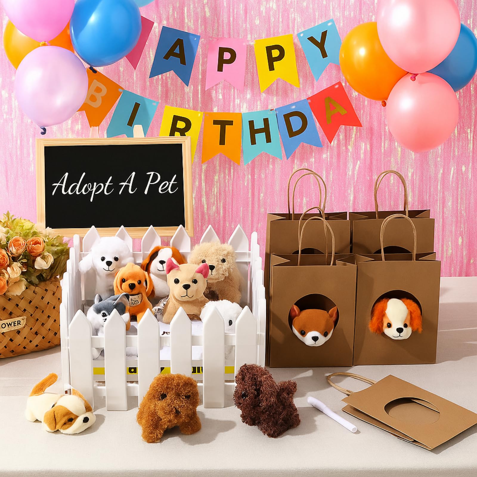 Elcoho 12 Sets Dog Party Boxes Adopt A Puppy Party Favors Dog House Shaped Treat