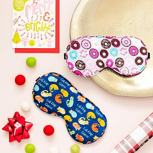 Miniatura 4 de Divertidas máscaras de seda para dormir con correa ajustable, cómodas y suaves, con bloqueo de luz para mujeres, hombres y adolescentes (donut)