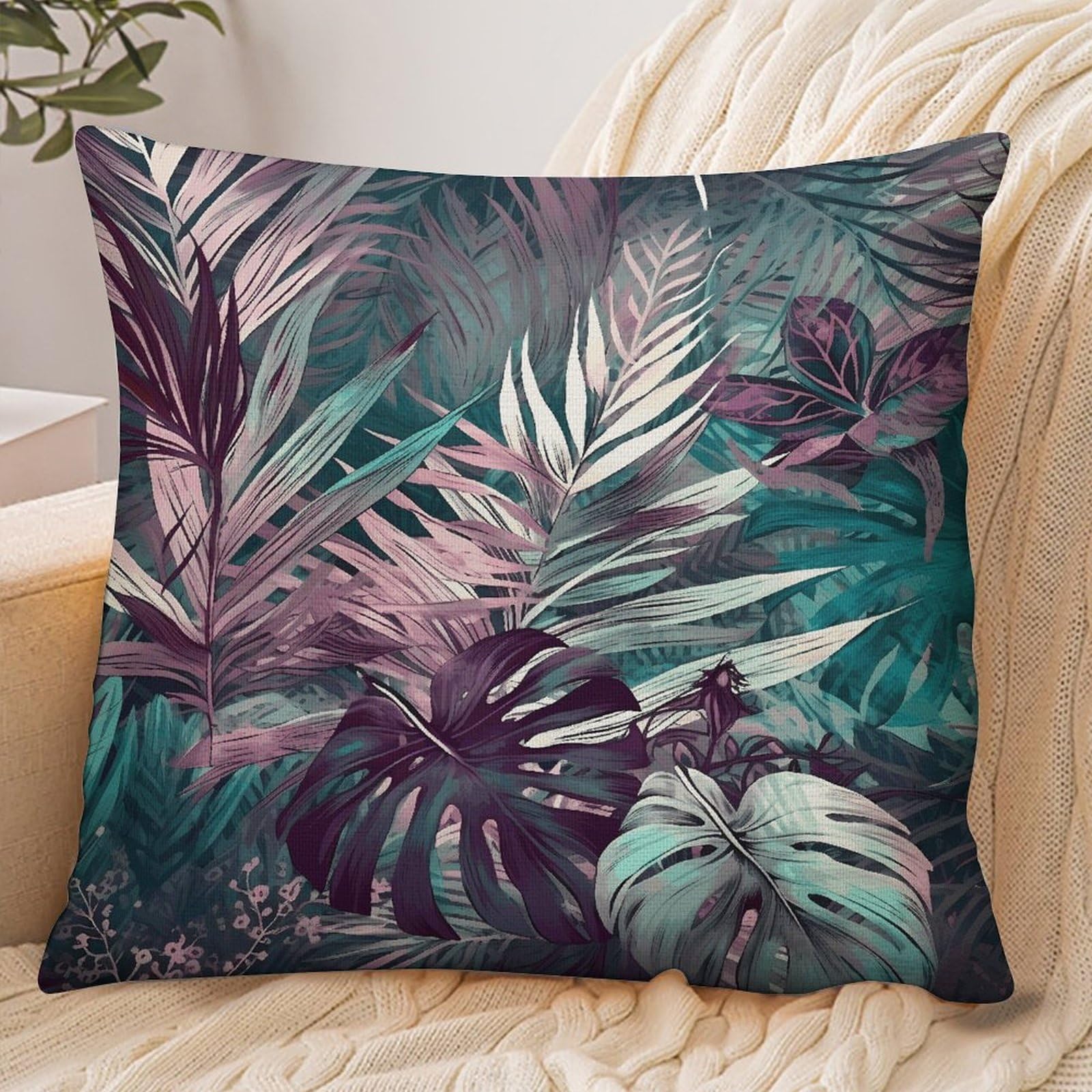 Fekiloot Style Palm Leaf Pattern Pillowcase Pillow Sham Pillow Case