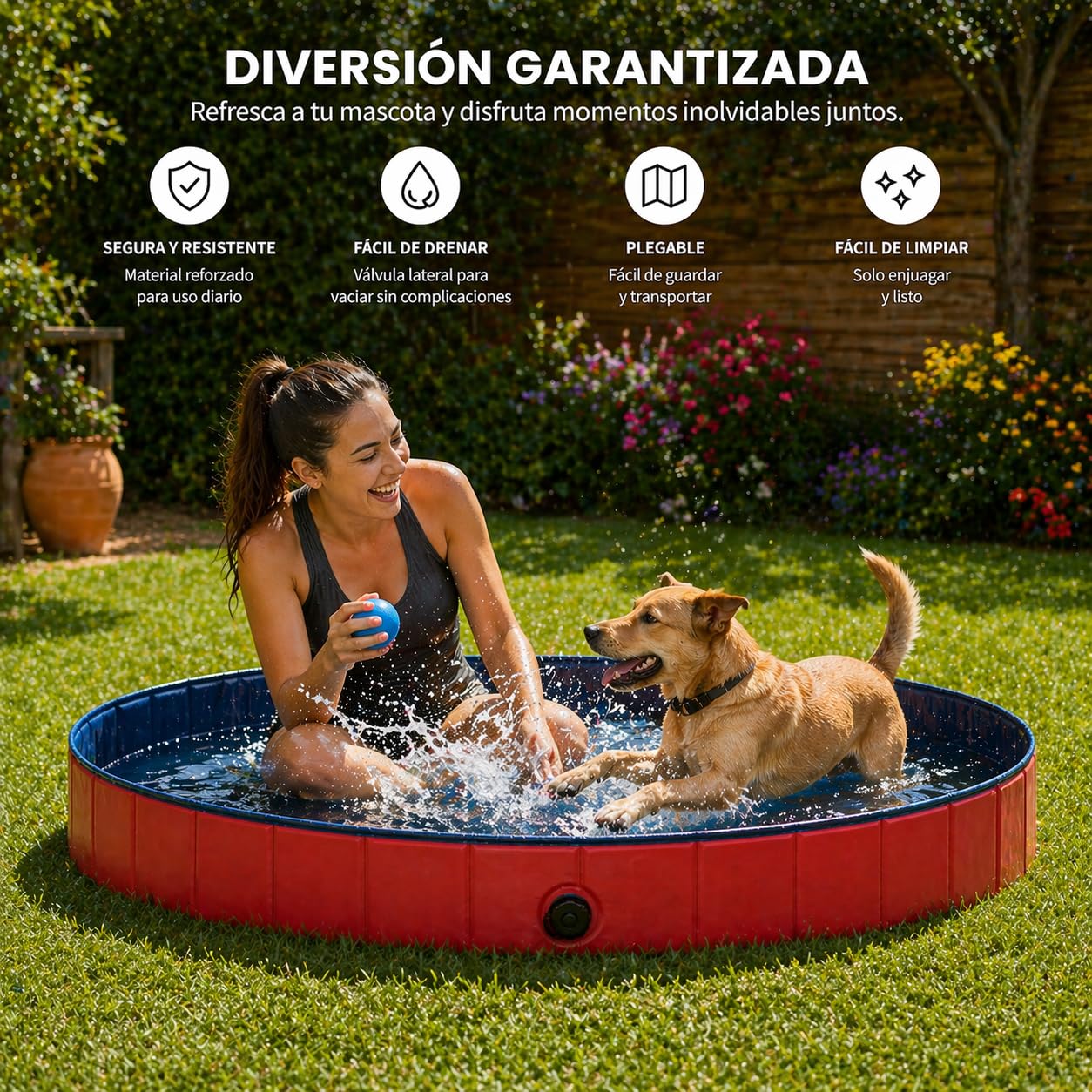 Piscina para Perros 160x30cm - Piscinas Desmontables - Piscina Desmontable - Piscina Perros - Piscinas para Perros - Bañera Perro - Mascotas - Baño para Perros - Refrescar Mascotas - Piscina Rigida